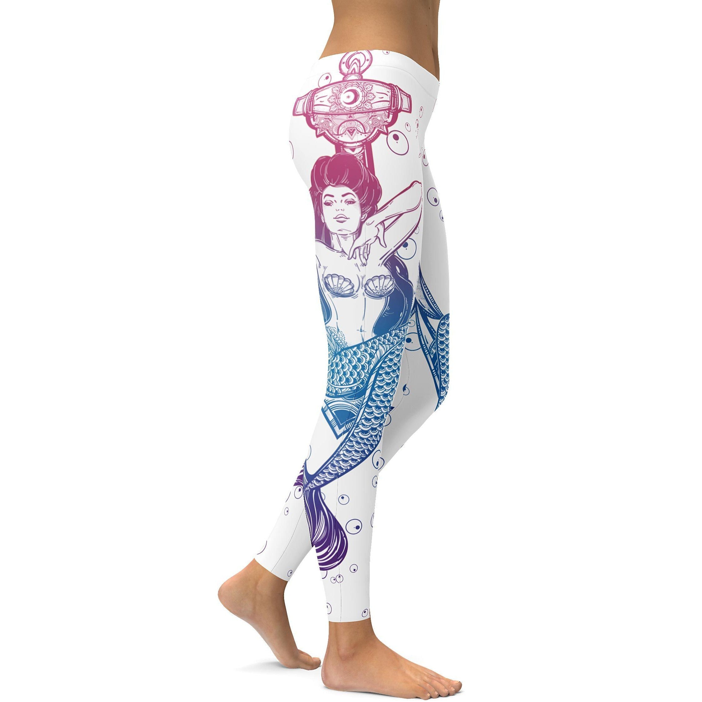 Bright White Mermaid Leggings - GearBunch Leggings / Yoga Pants