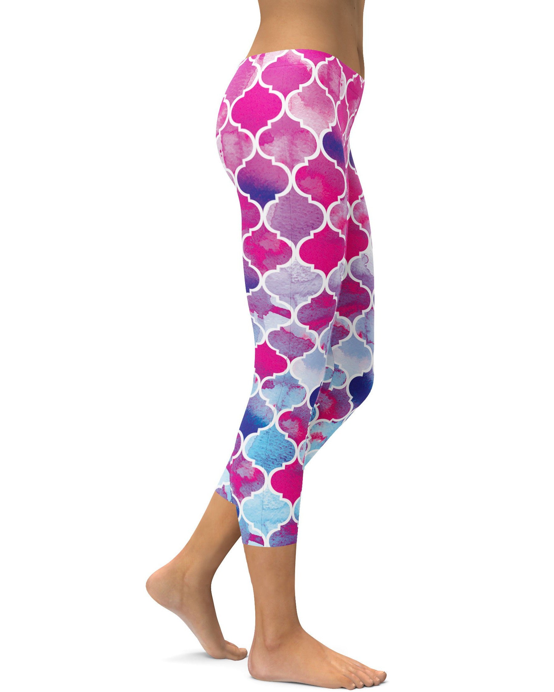 Pink & Blue Arabic Pattern Capris