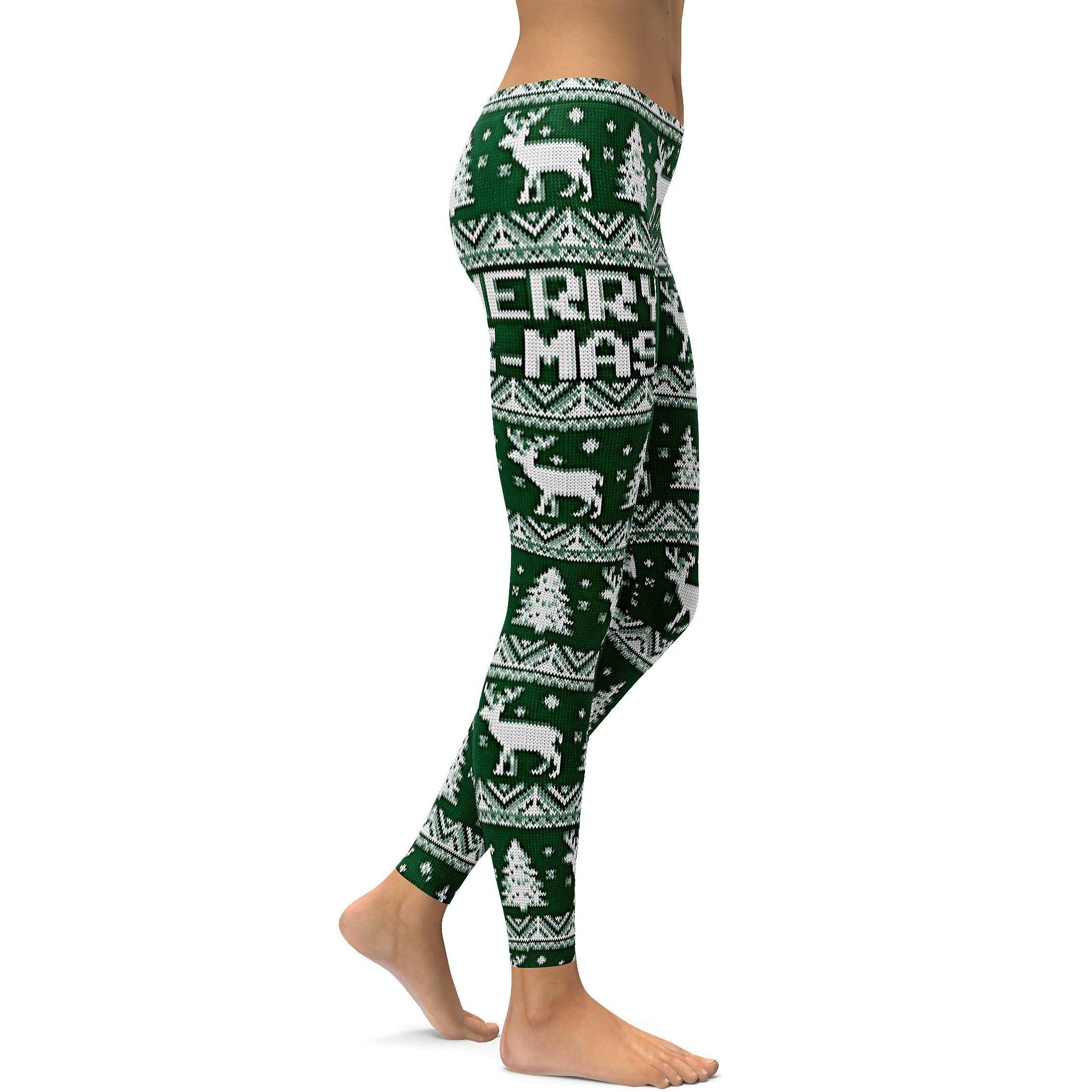 Green Ugly Christmas Leggings - GearBunch Leggings / Yoga Pants