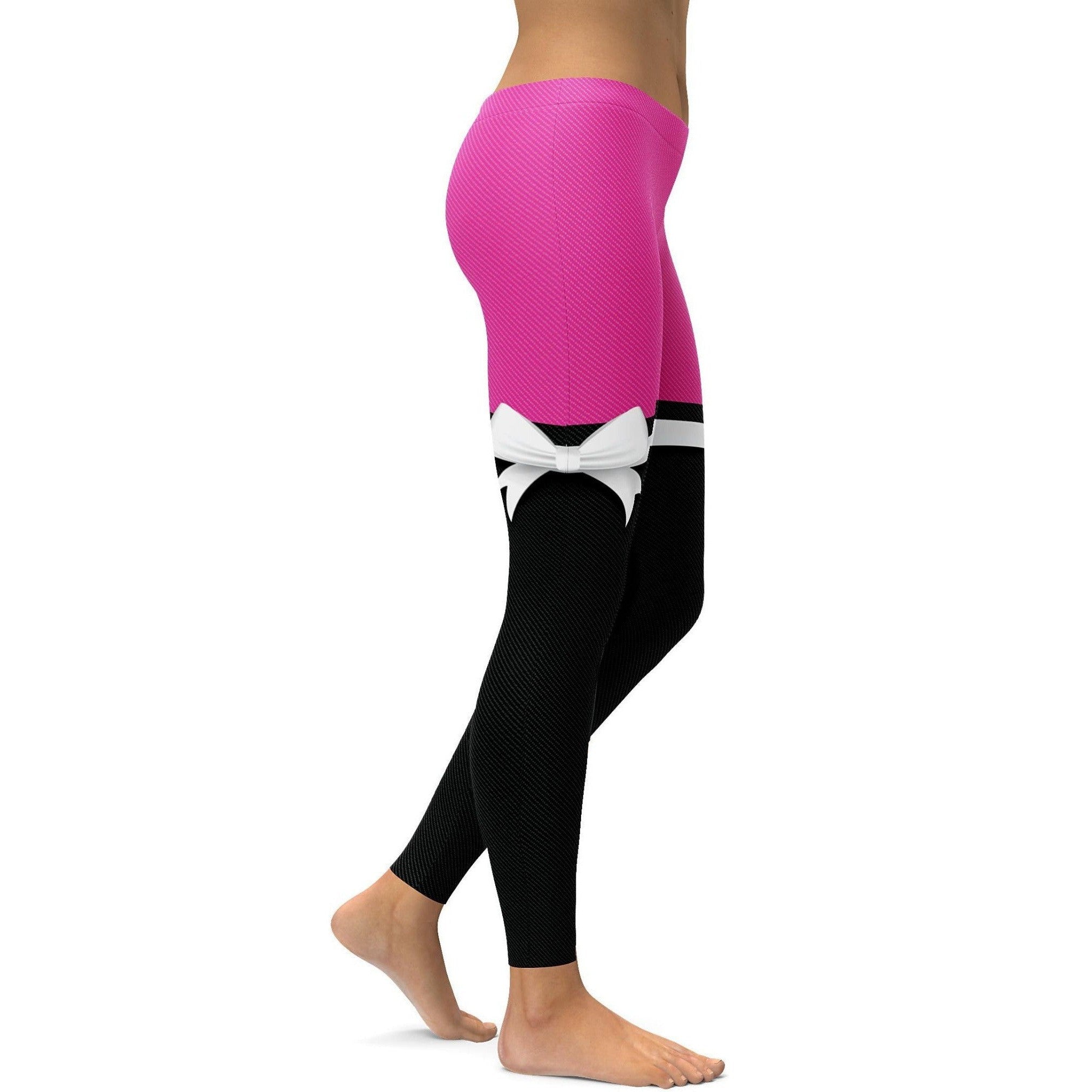Gearbunch | Pink to Black Thigh High Bow Leggings