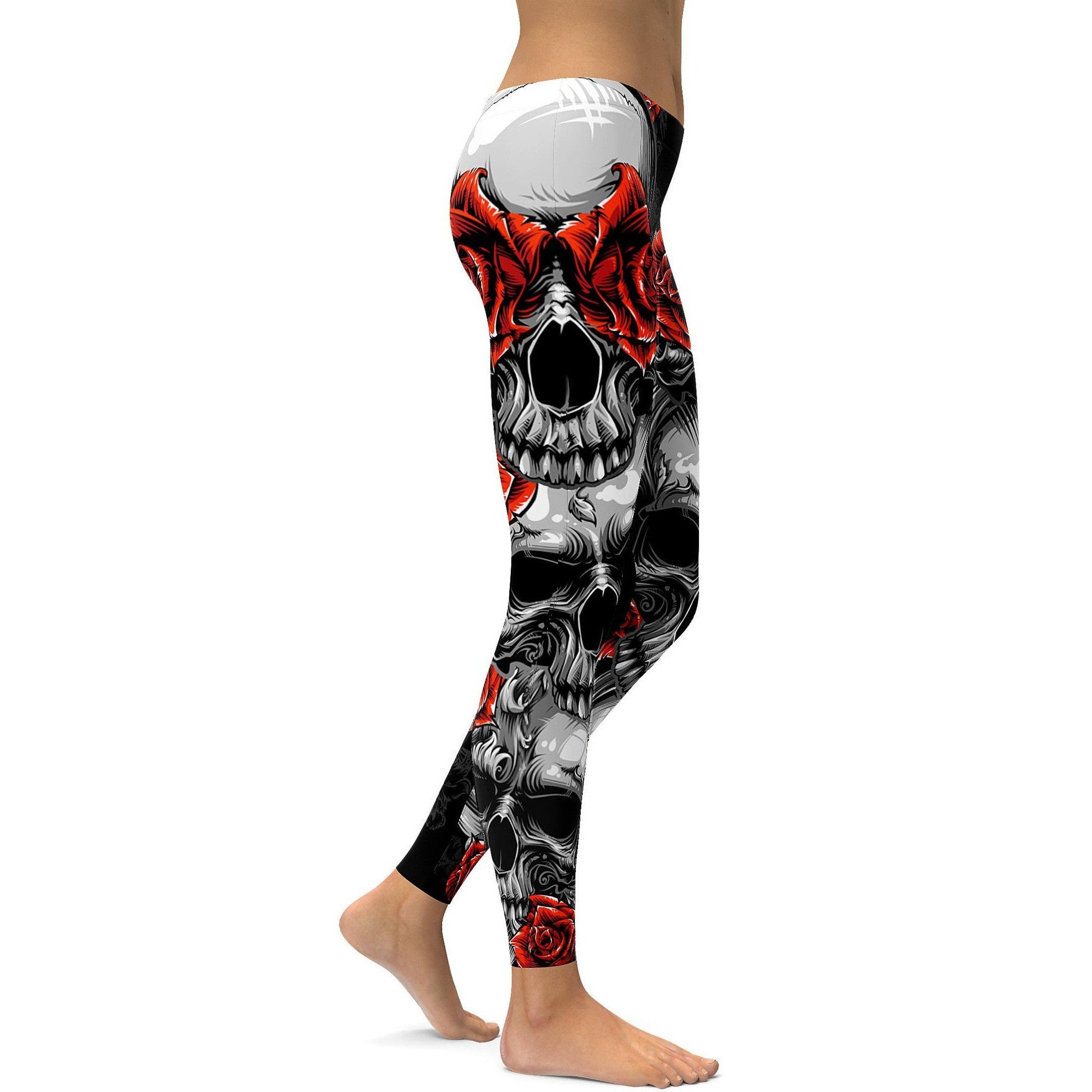 Womens workout and yoga Skulls and Roses Leggings