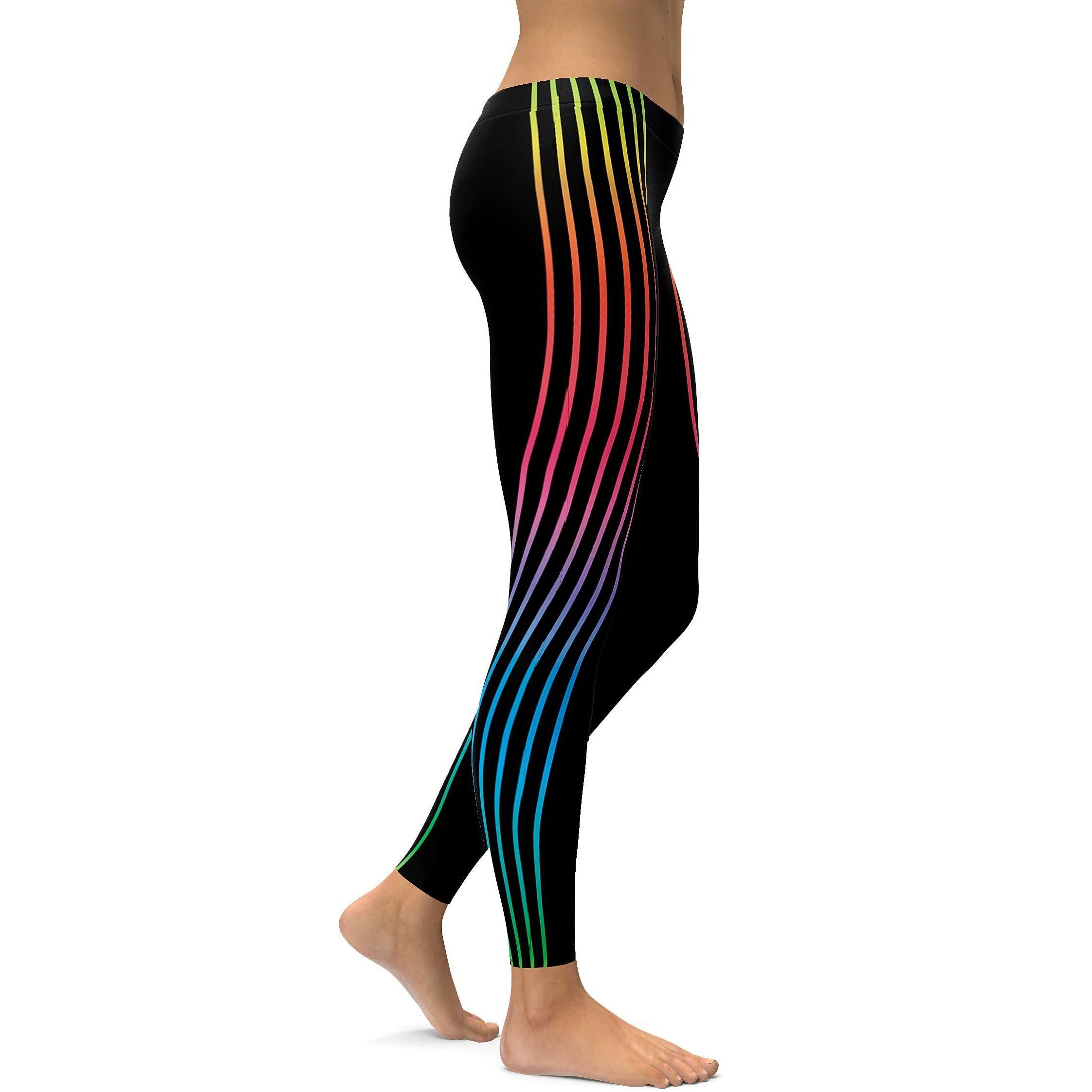 Vertical Neon Stripes Leggings - GearBunch Leggings / Yoga Pants