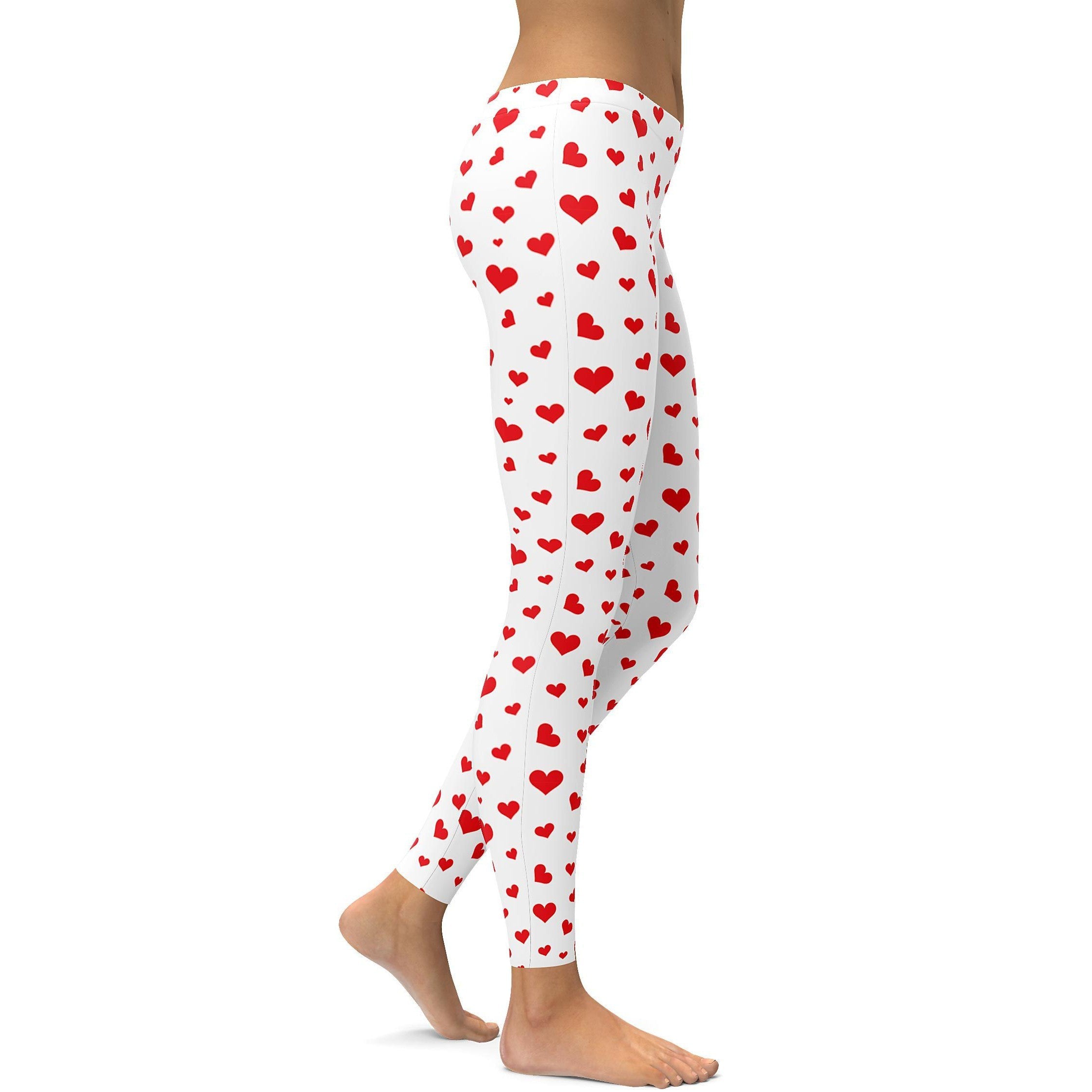 Red Hearts Leggings - GearBunch Leggings / Yoga Pants