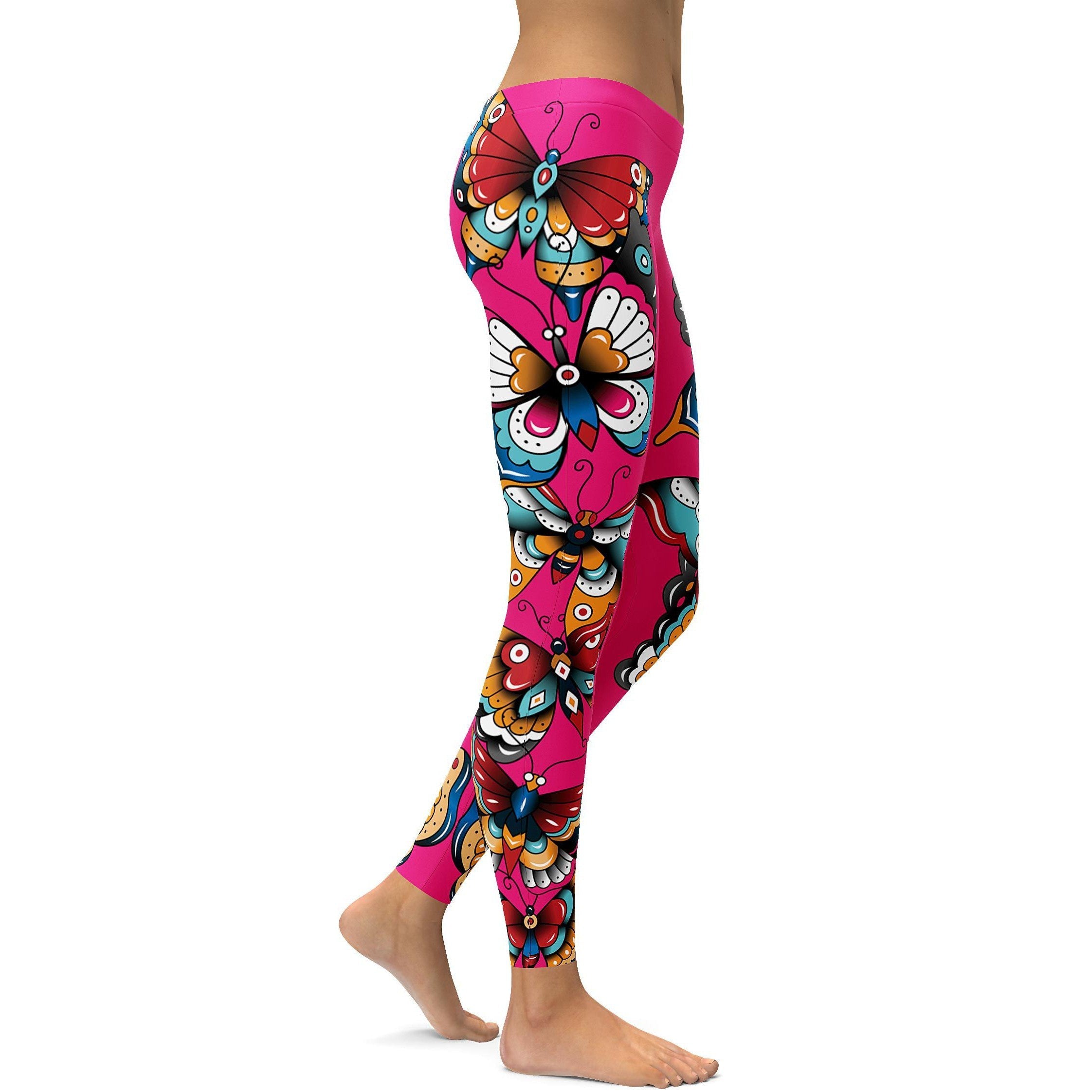 Day of the Dead - Butterflies Leggings - GearBunch Leggings / Yoga Pants