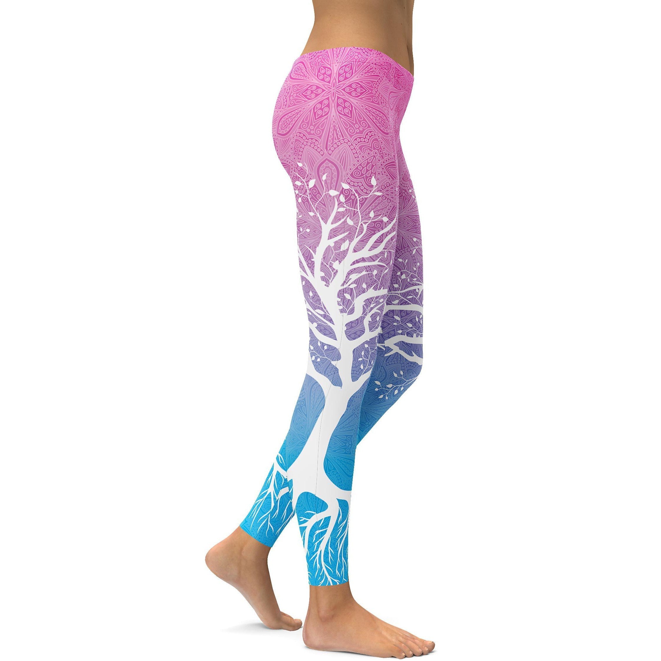 Pink to Blue Tree of Life Leggings