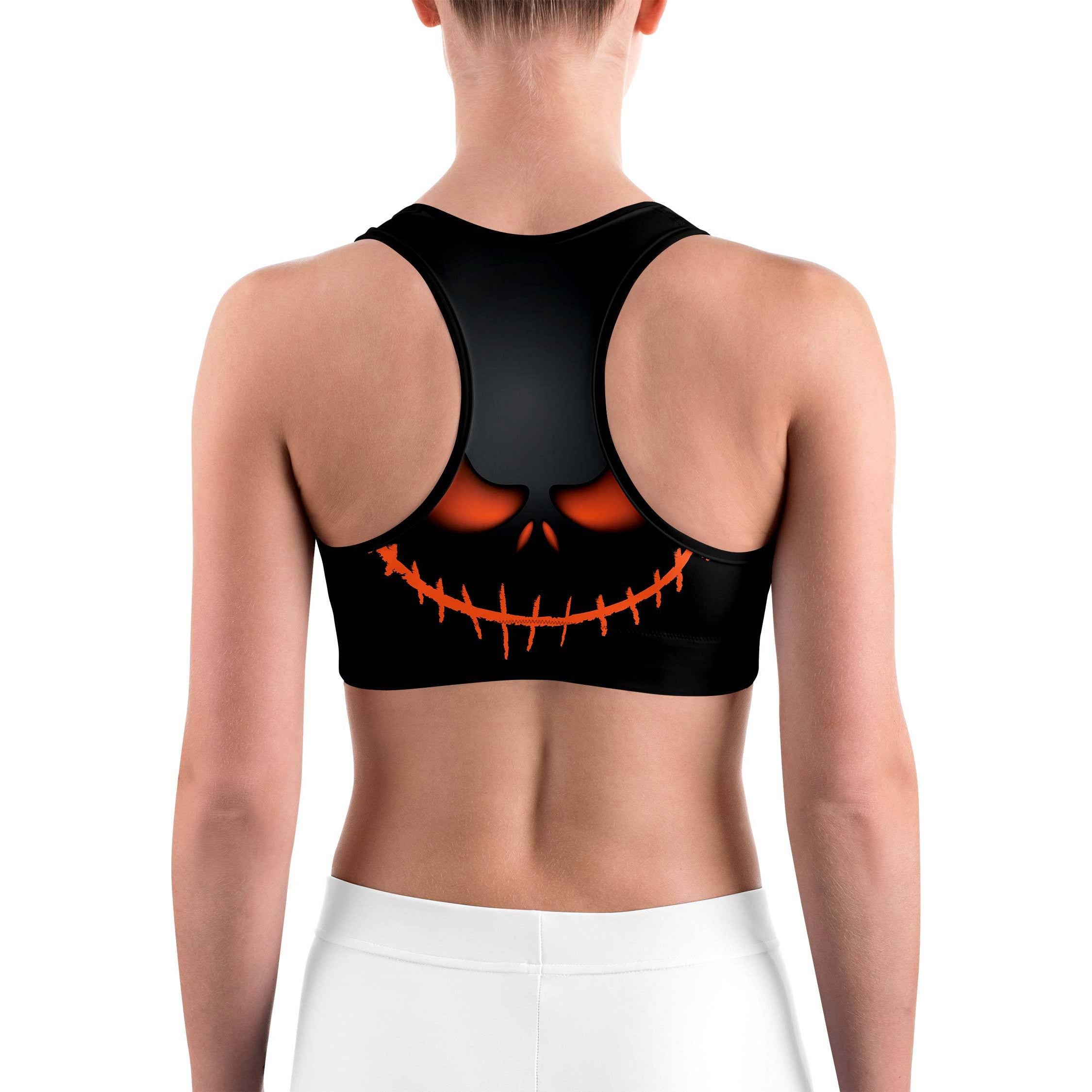 Halloween Evil Pumpkin Grin Sports bra