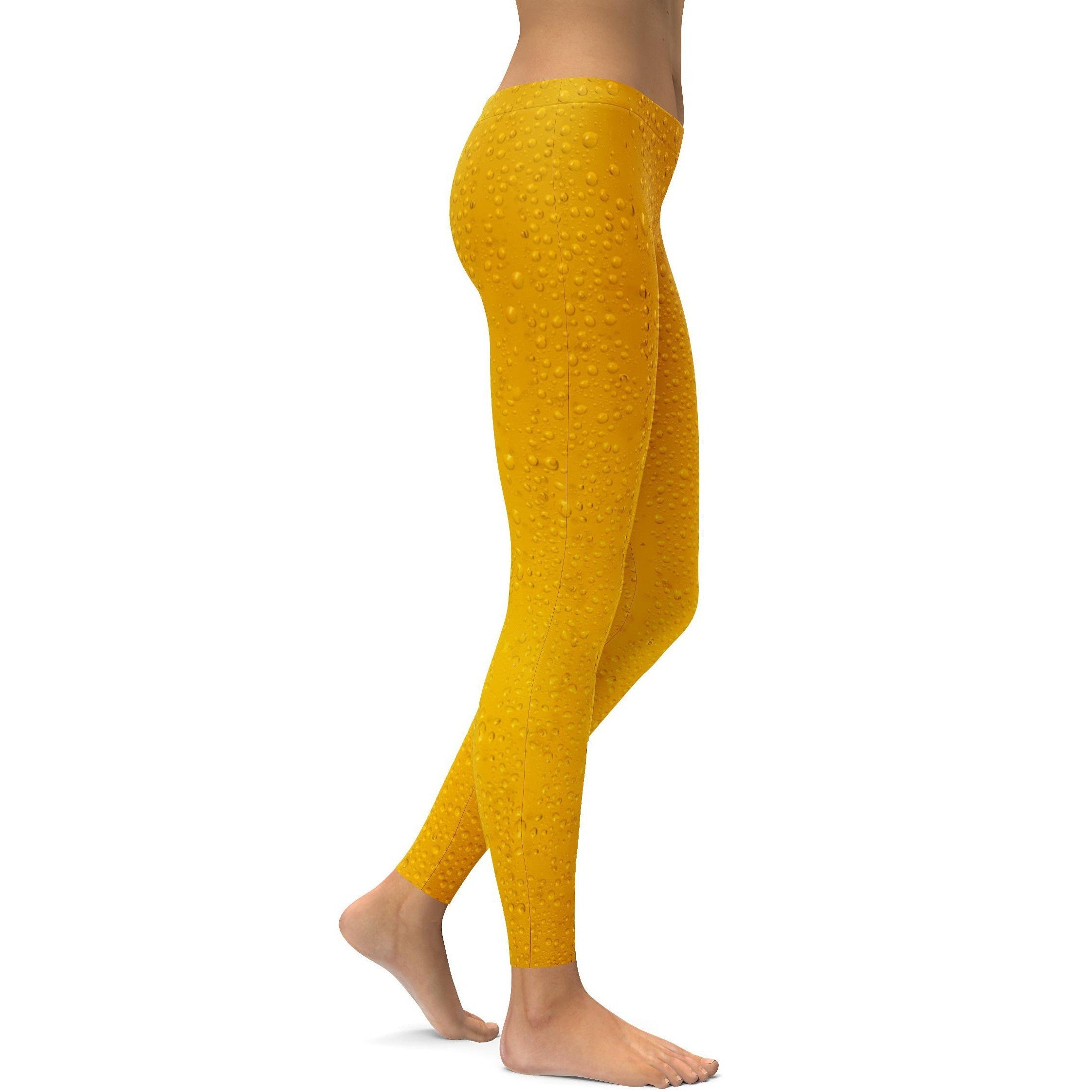 Womens Workout Yoga Beer Leggings Yellow