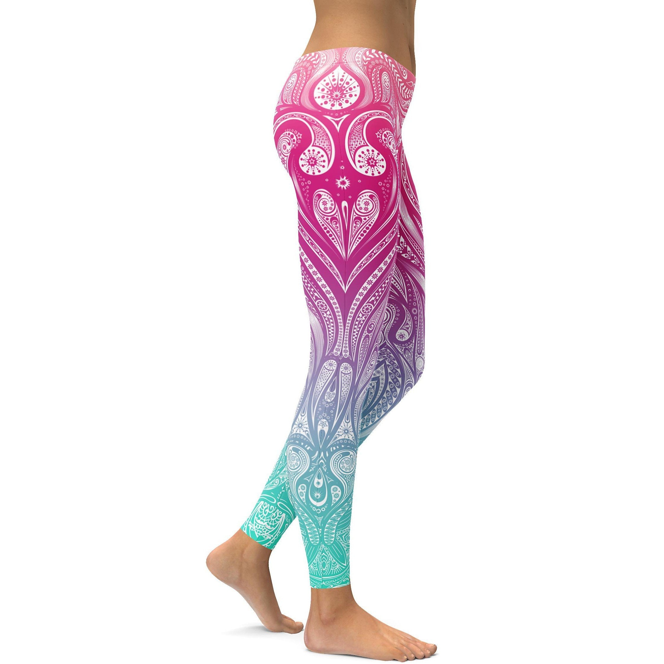 womens yoga pants with Bright Ornament Pattern