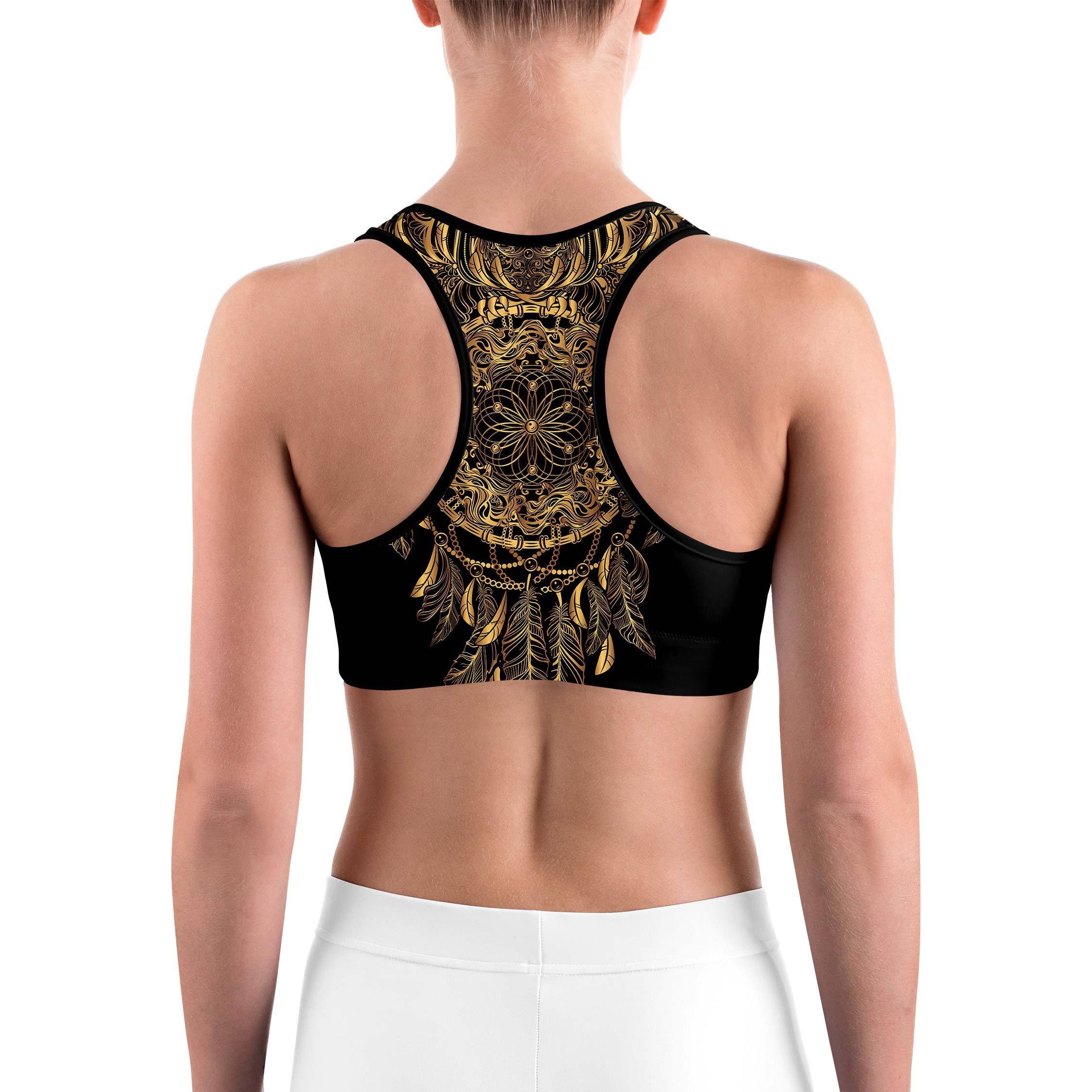 Golden Ornamental Owl Sports bra