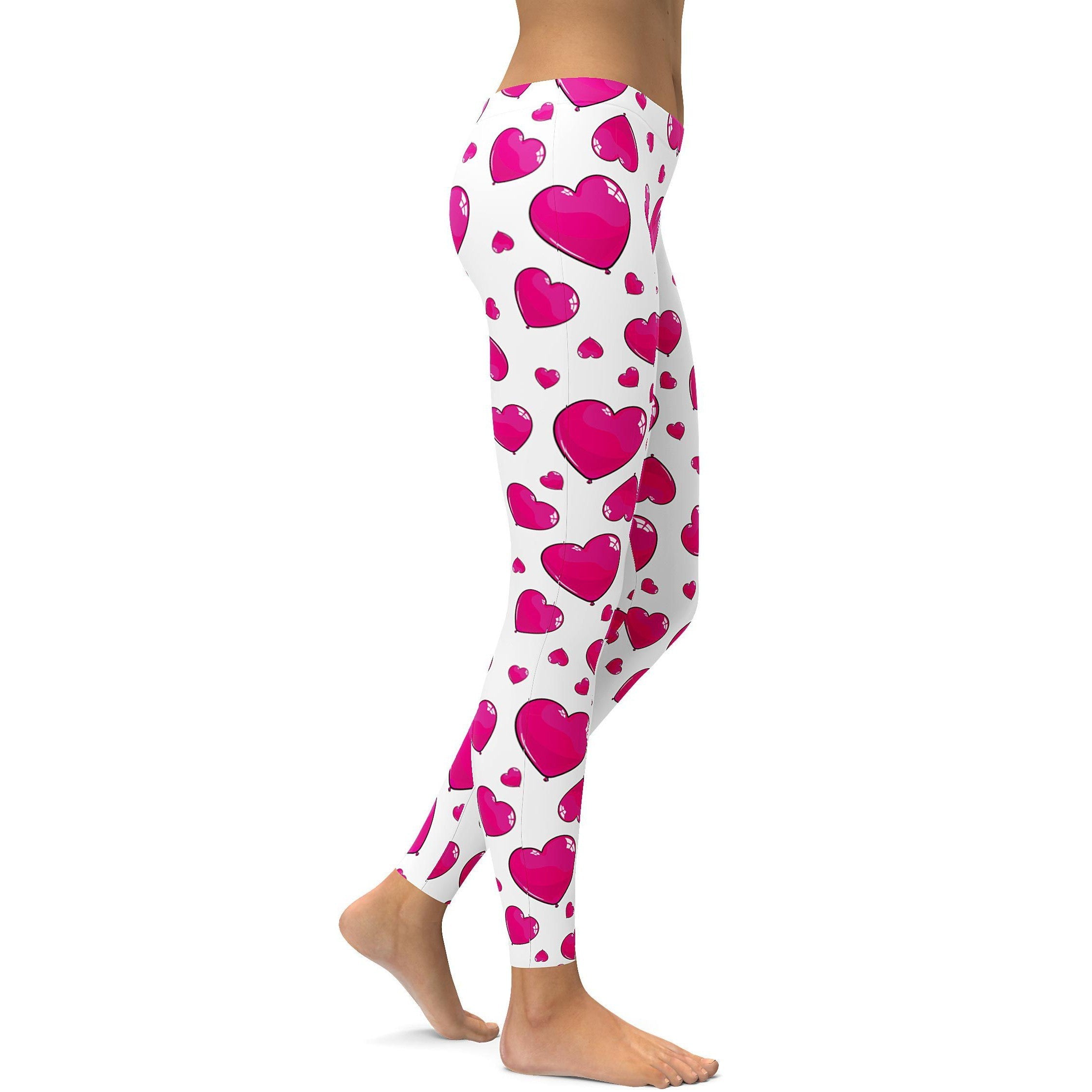 Pink Heart Shaped Balloon Leggings - Gearbunch