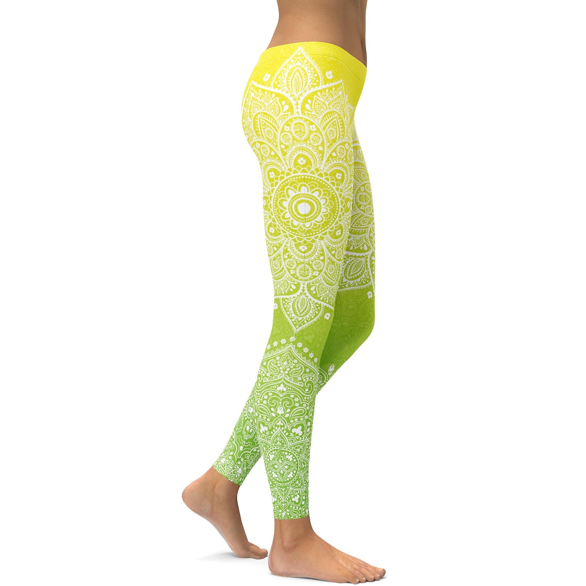 Yellow to Green Mandala Leggings