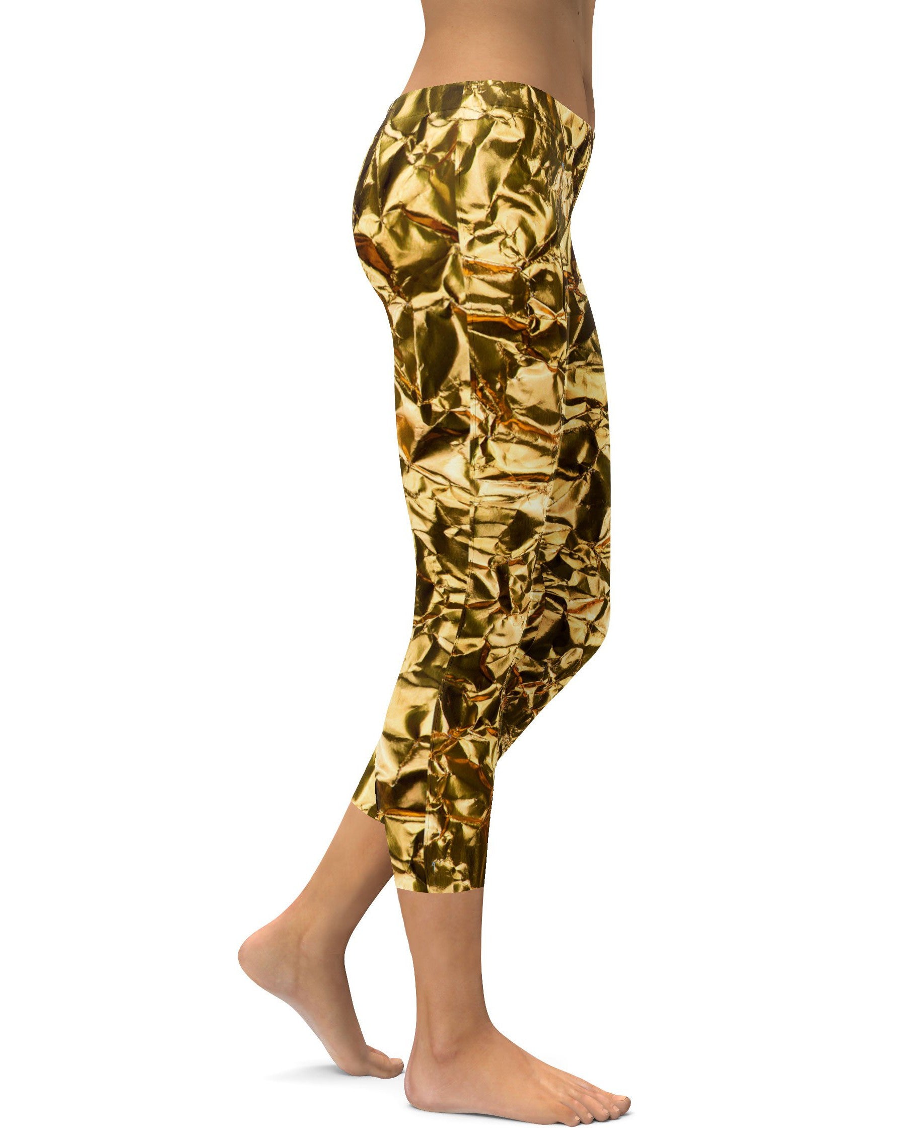Wrinkled Gold Capris | GearBunch