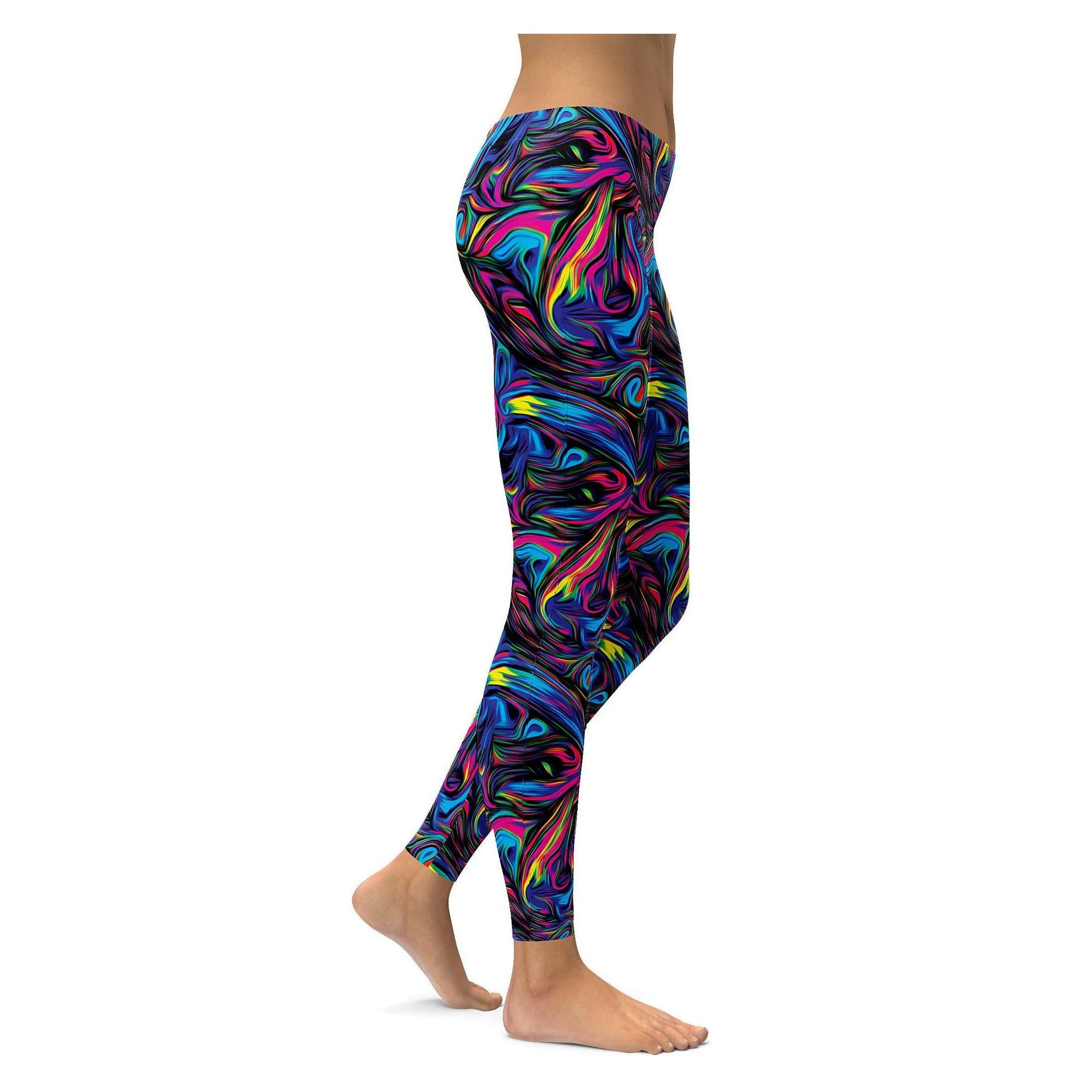 Womens Workout Yoga Psychedelic Neon Paint Leggings | Gearbunch.com