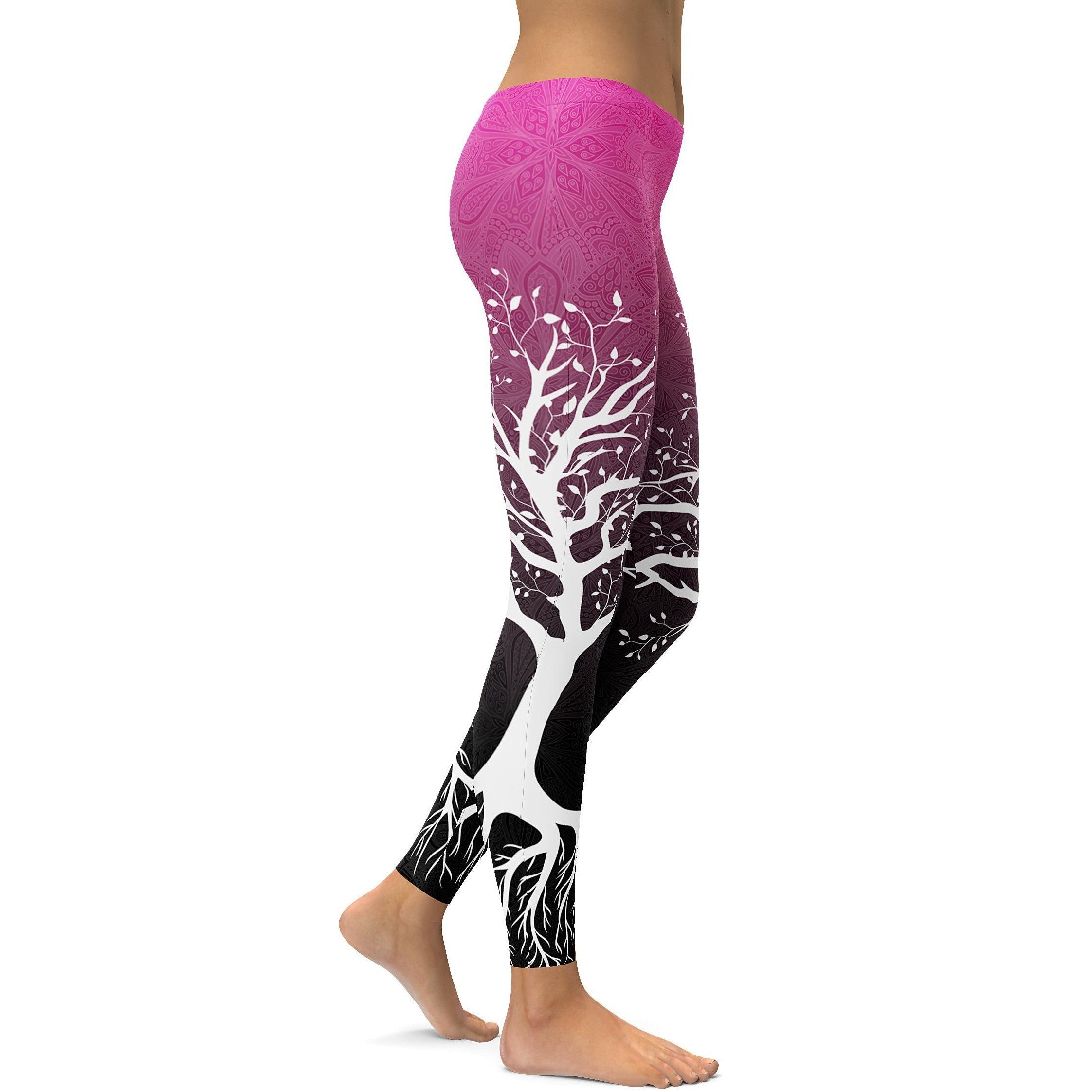 Pink to Black Tree of Life Leggings