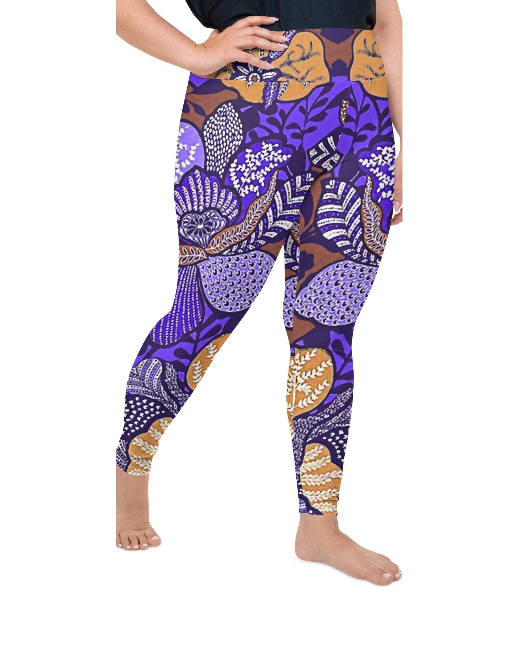 Purple Batik Floral Plus Size Leggings Gearbunch