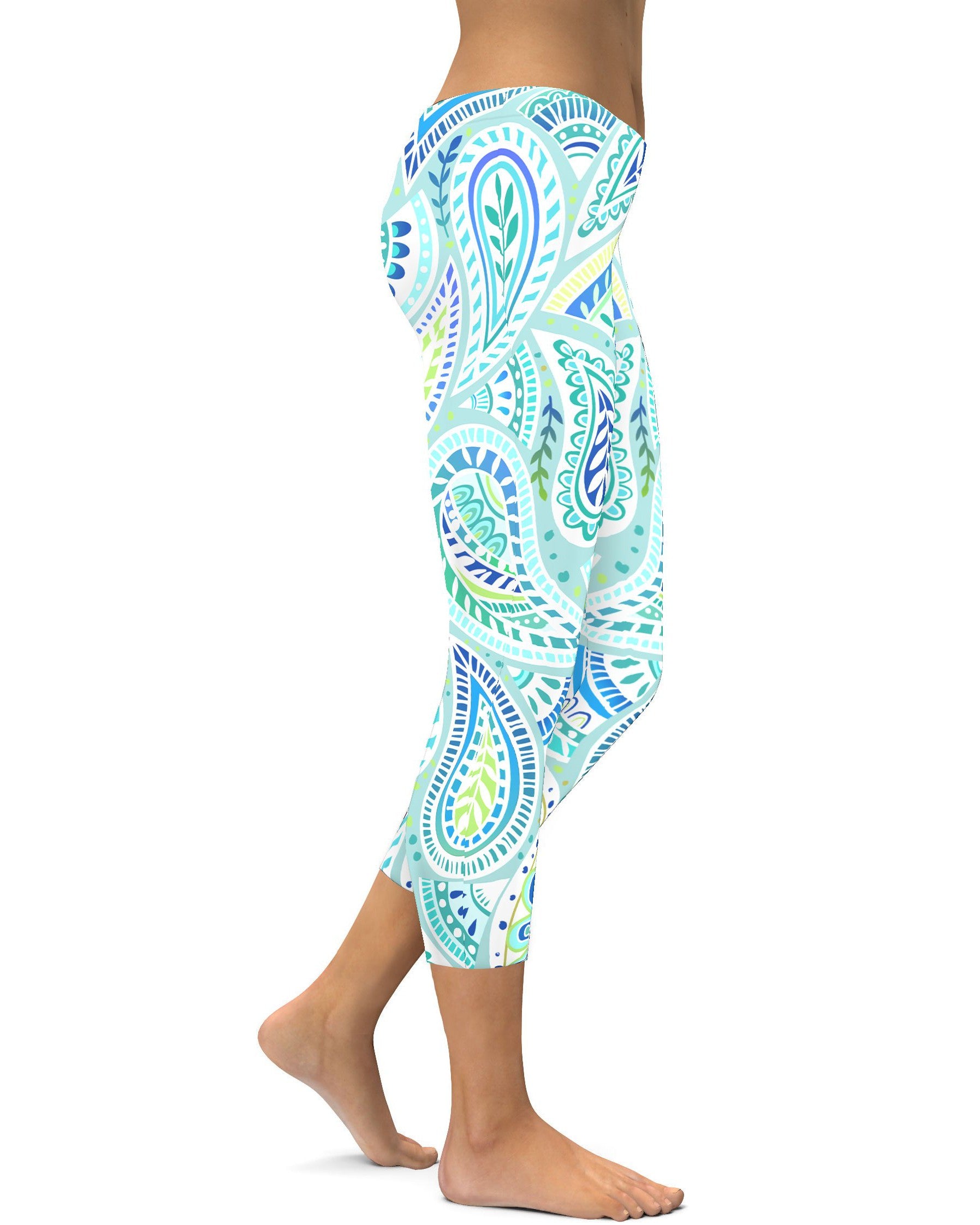 Blue and Green Paisley Capris Gearbunch