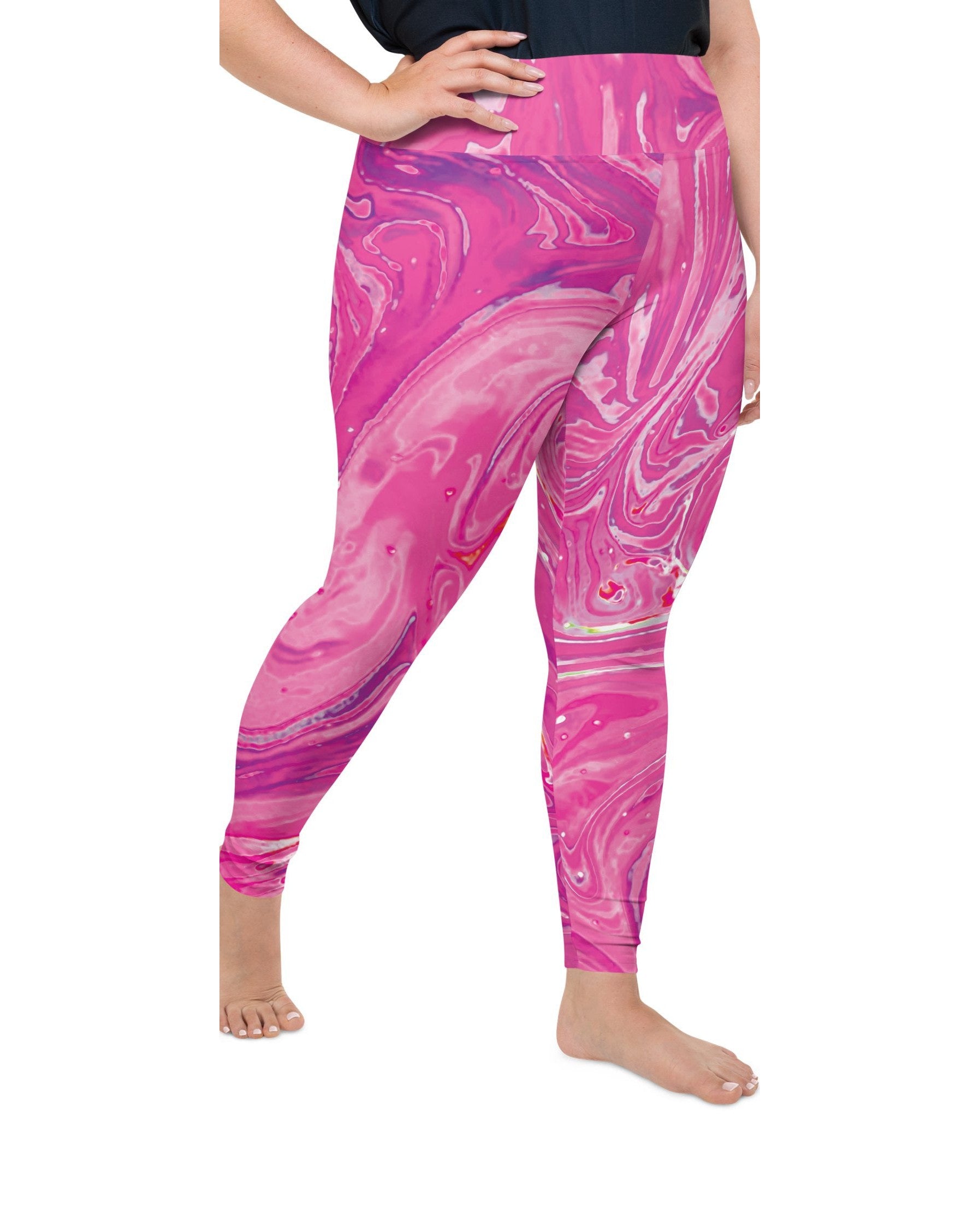 Pink Swirl Plus Size Leggings Gearbunch