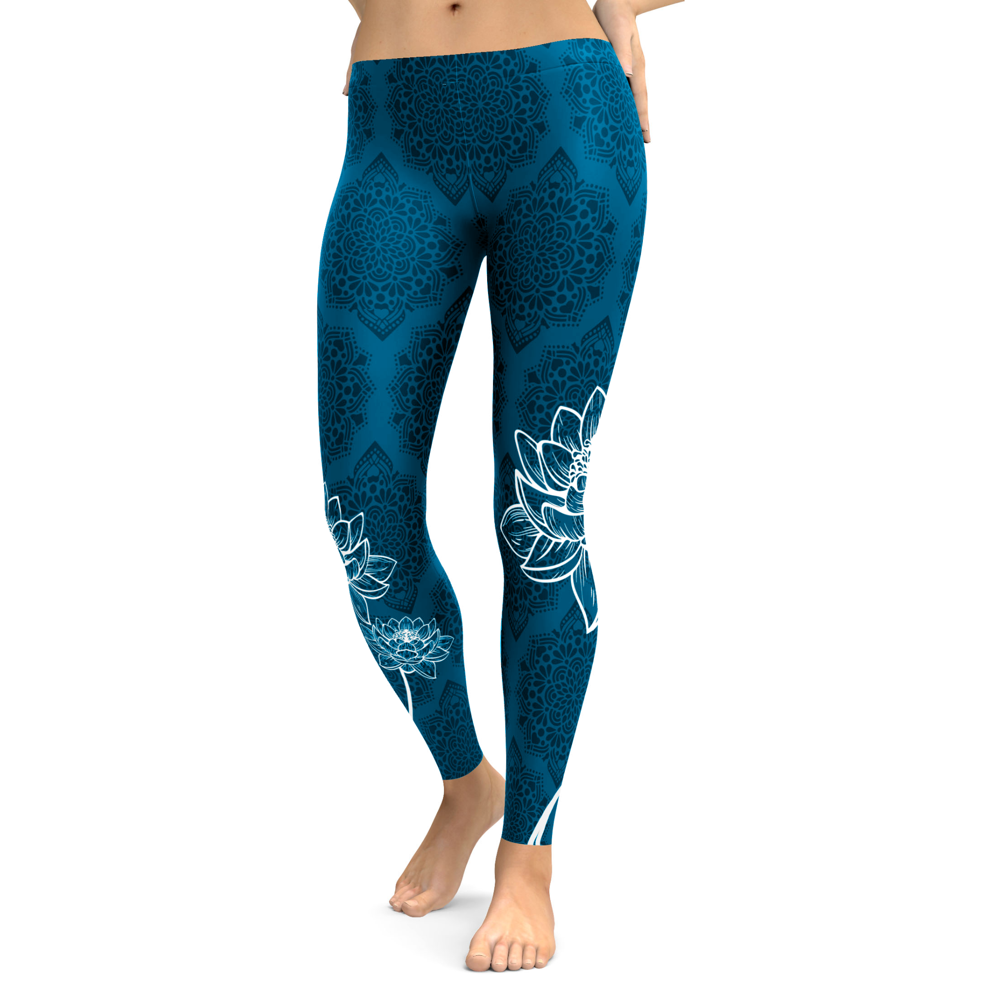 Electric Blue Lotus Leggings | Gearbunch Leggings