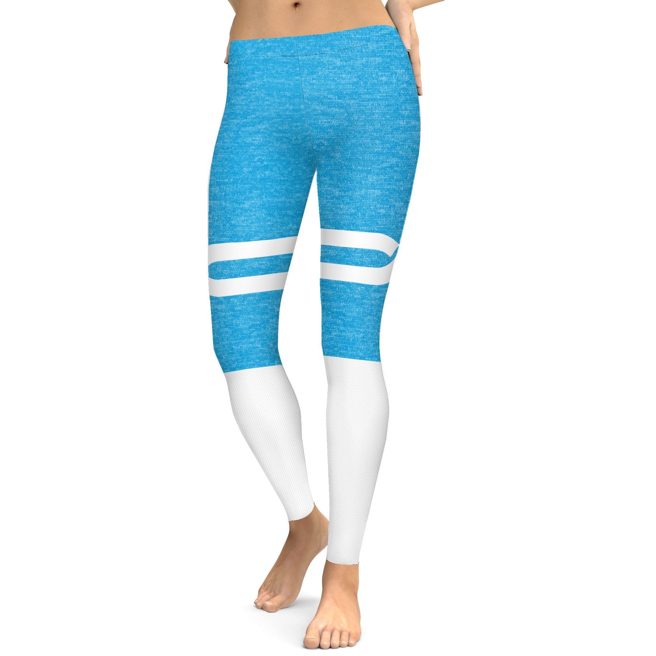 Womens Workout Yoga Blue and White Infinity Leggings | Gear Bunch