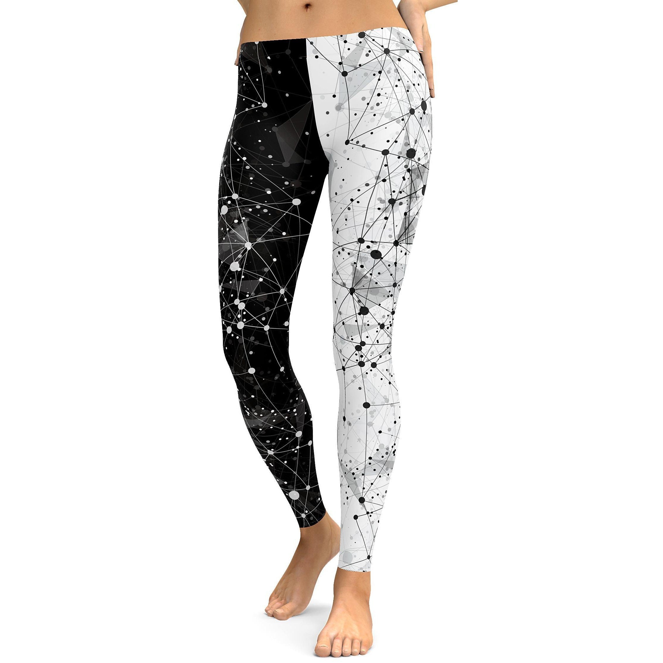 Womens Workout Yoga Poly Day & Night Leggings Black/White | Gearbunch.com