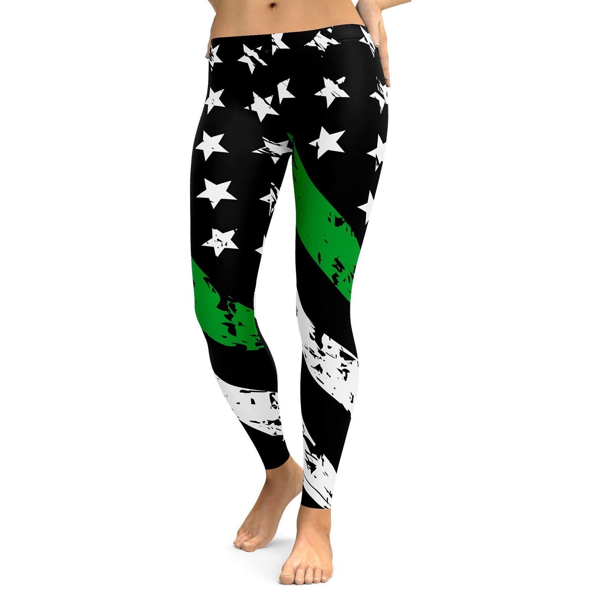 Thin Green Line Leggings - GearBunch Leggings