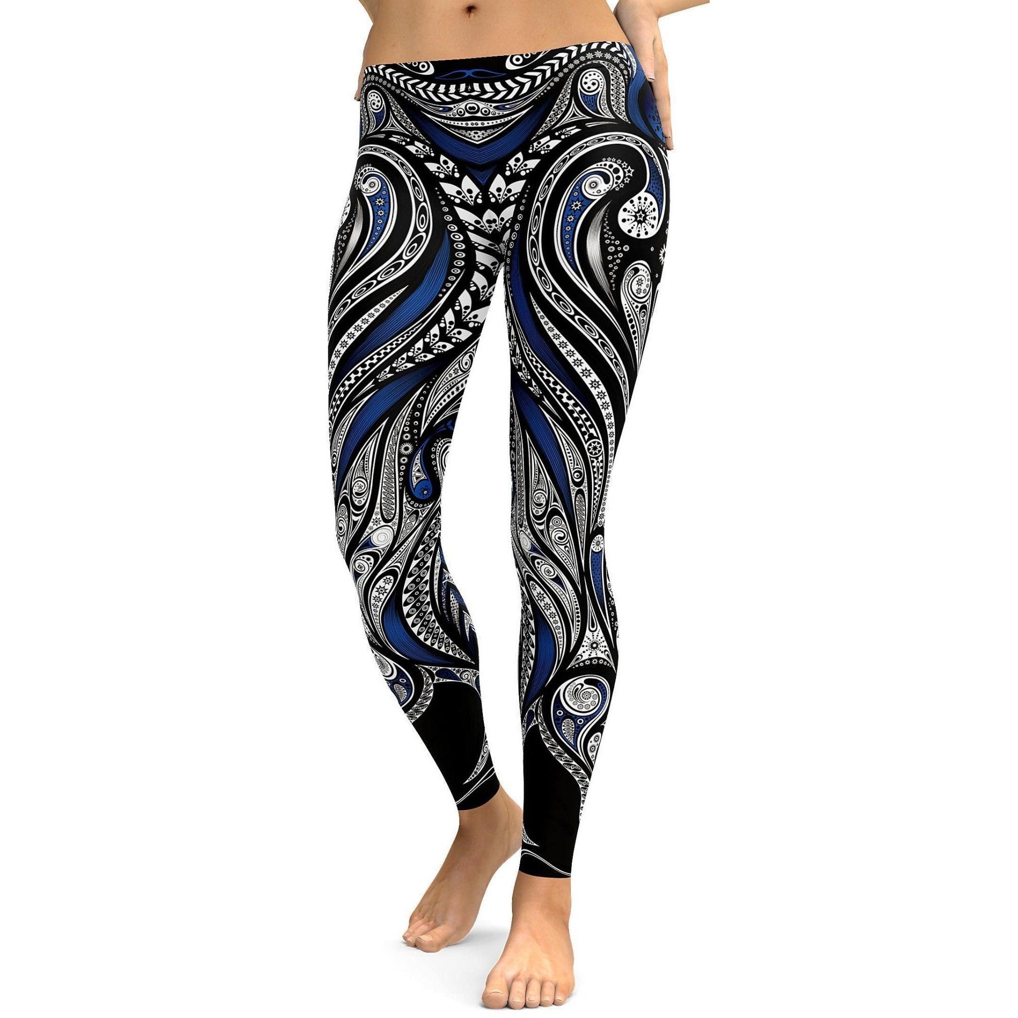 Blue Ornament Pattern Leggings - GearBunch Leggings