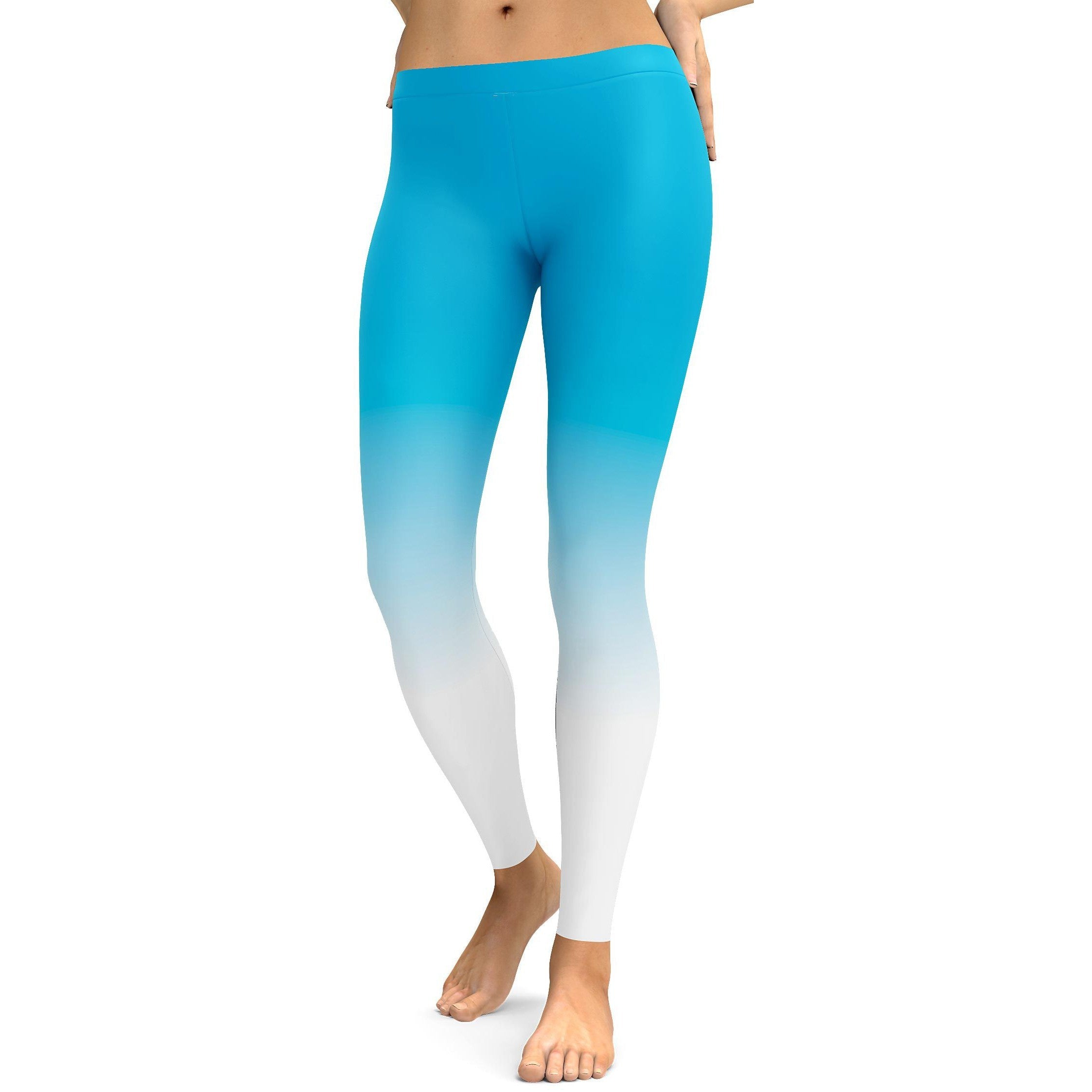 Ombre Sky Blue to White Leggings - GearBunch Leggings / Yoga Pants