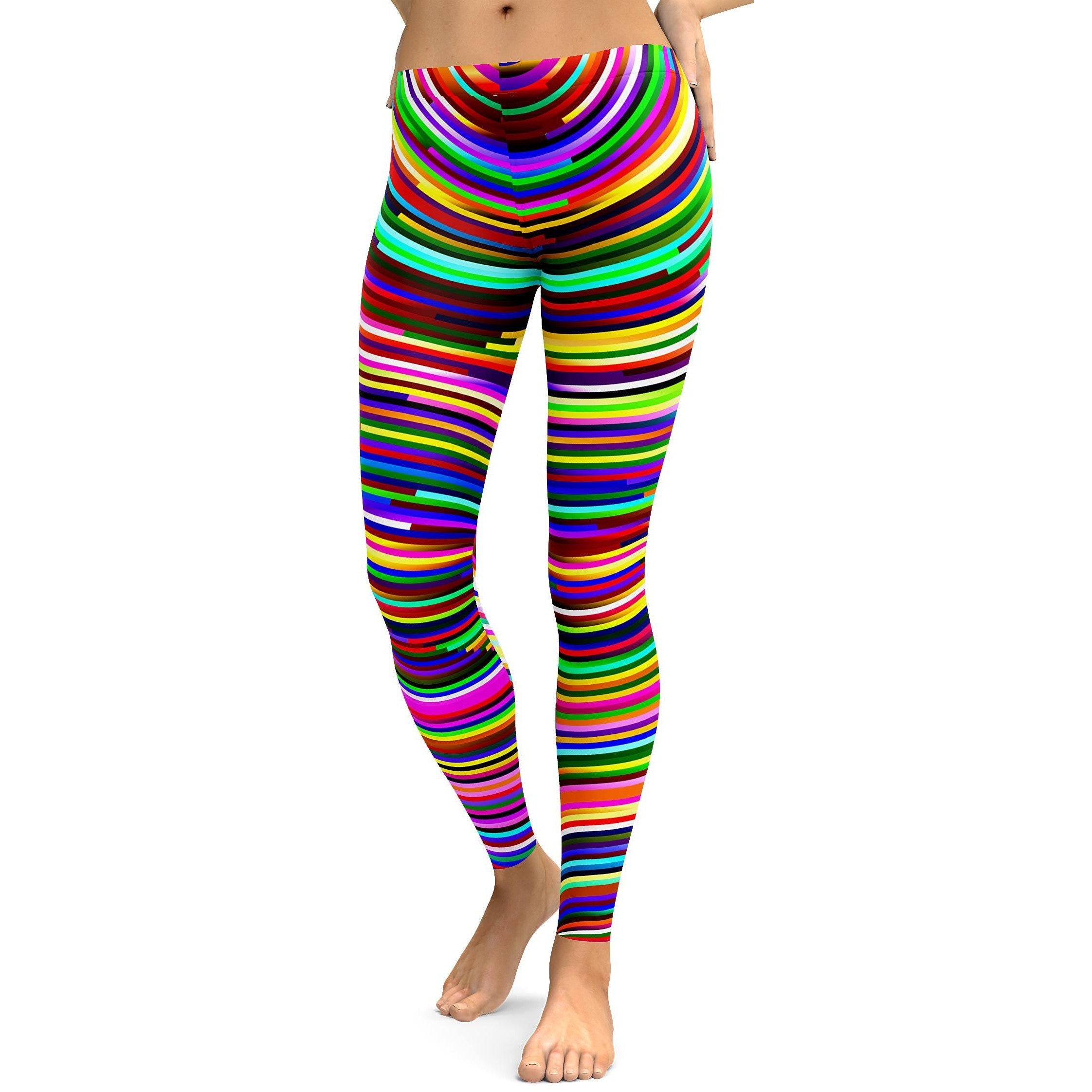 Psychedelic Striped Rave Leggings