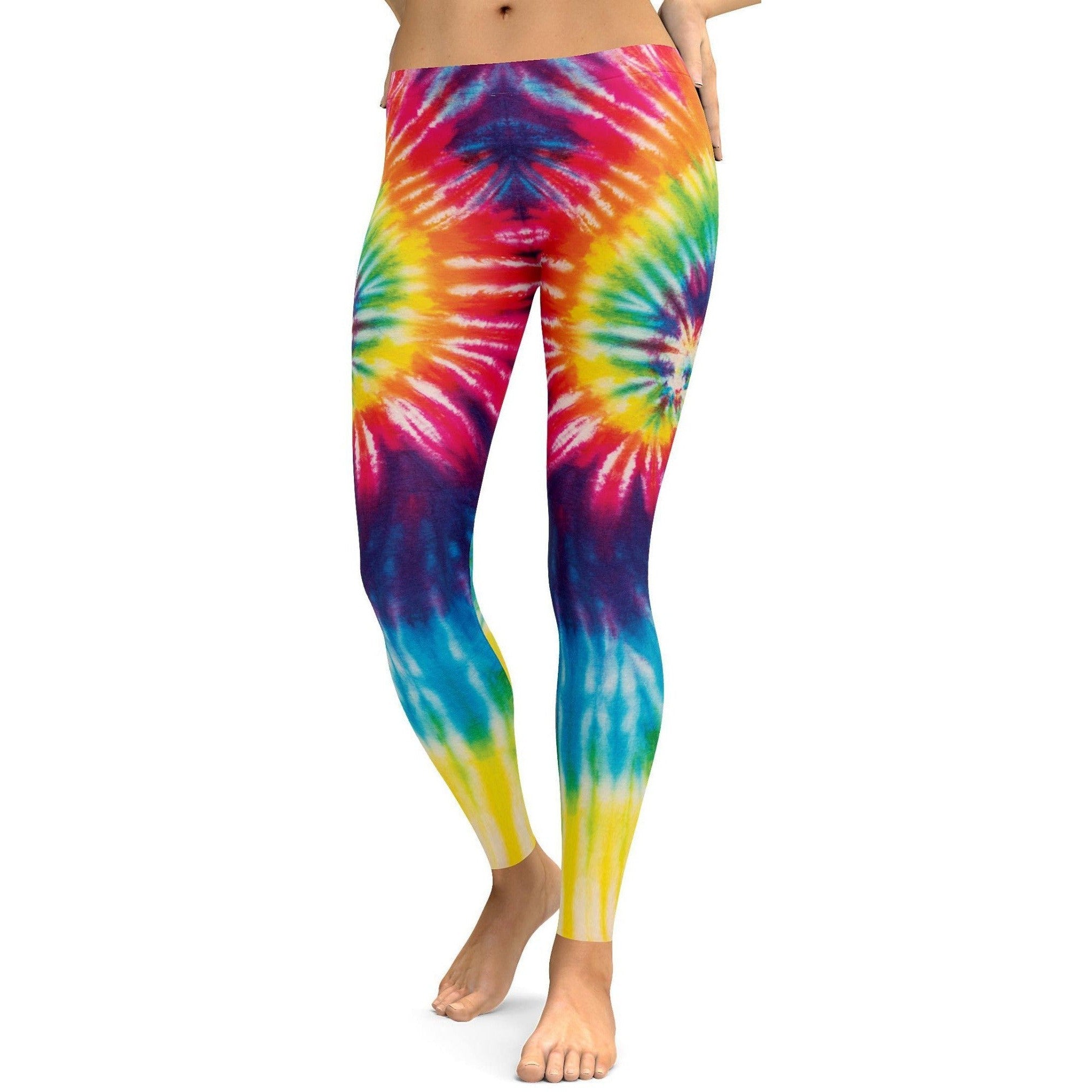 Womens Workout Yoga Tie Dye Swirl Leggings Yellow/Blue | Gearbunch.com