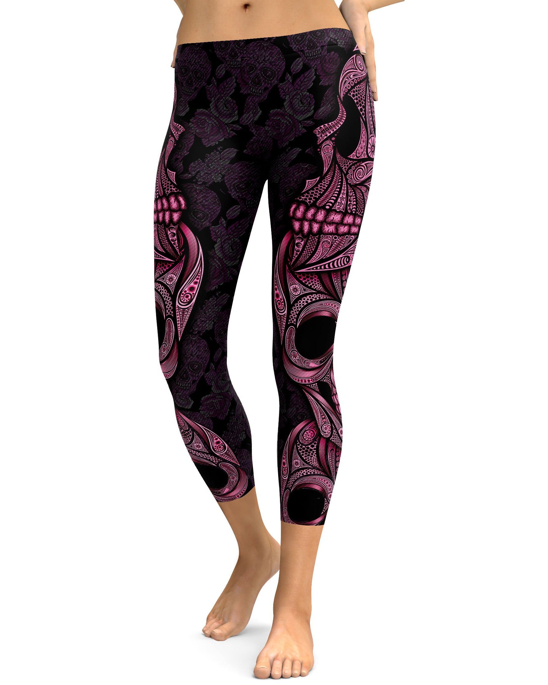 Pink Ornamental Skull Capris