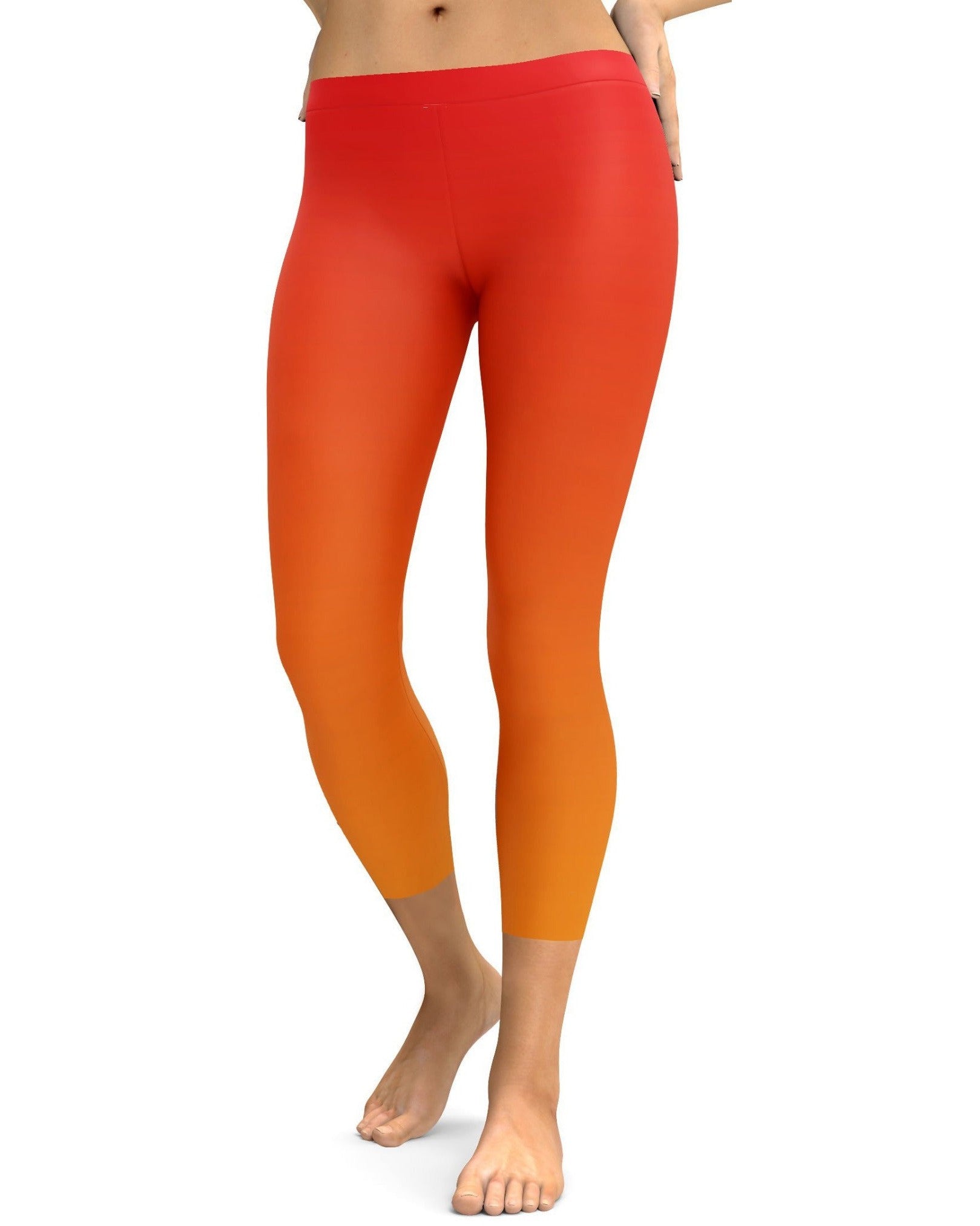 Ombre Hot Orange Capris - GearBunch Leggings