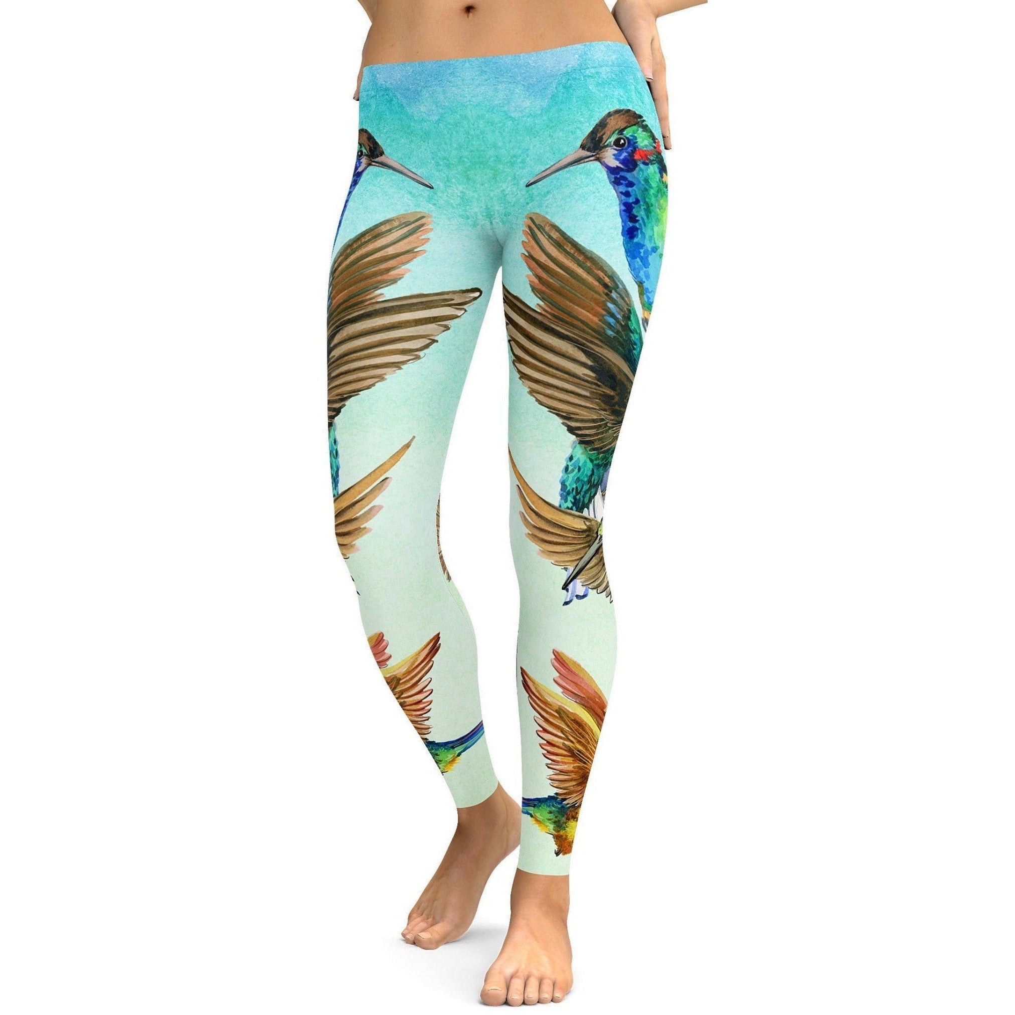 Watercolor Hummingbird Leggings - GearBunch Leggings