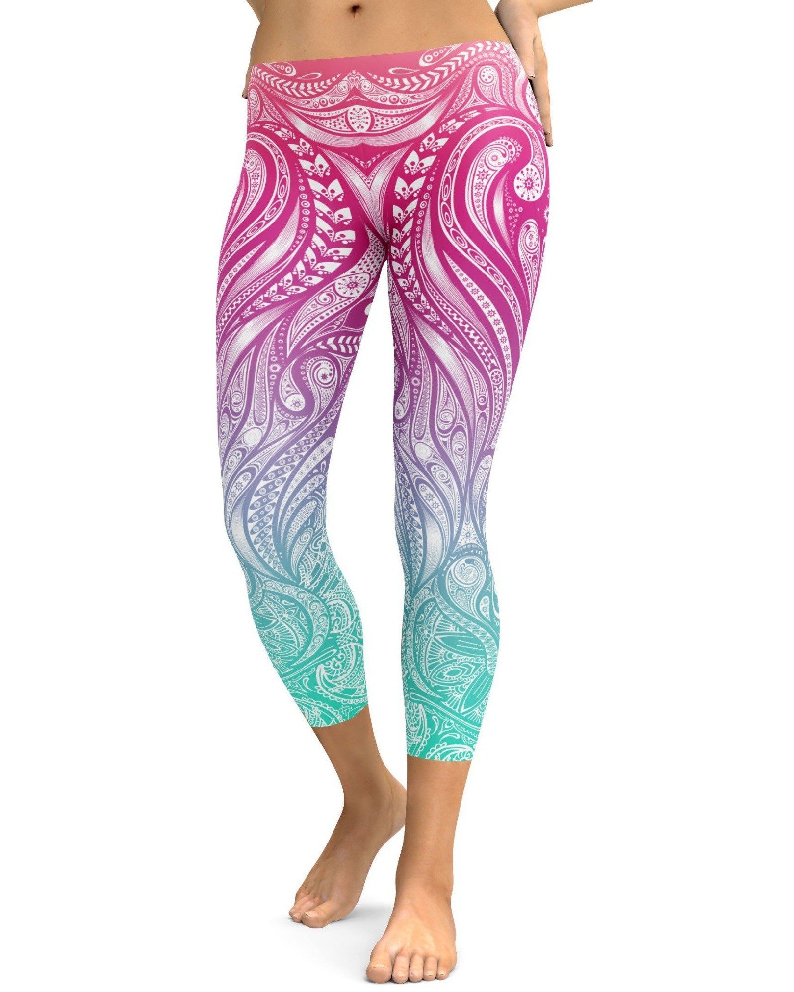 Bright Ornament Pattern Capris perfect for gym and yoga