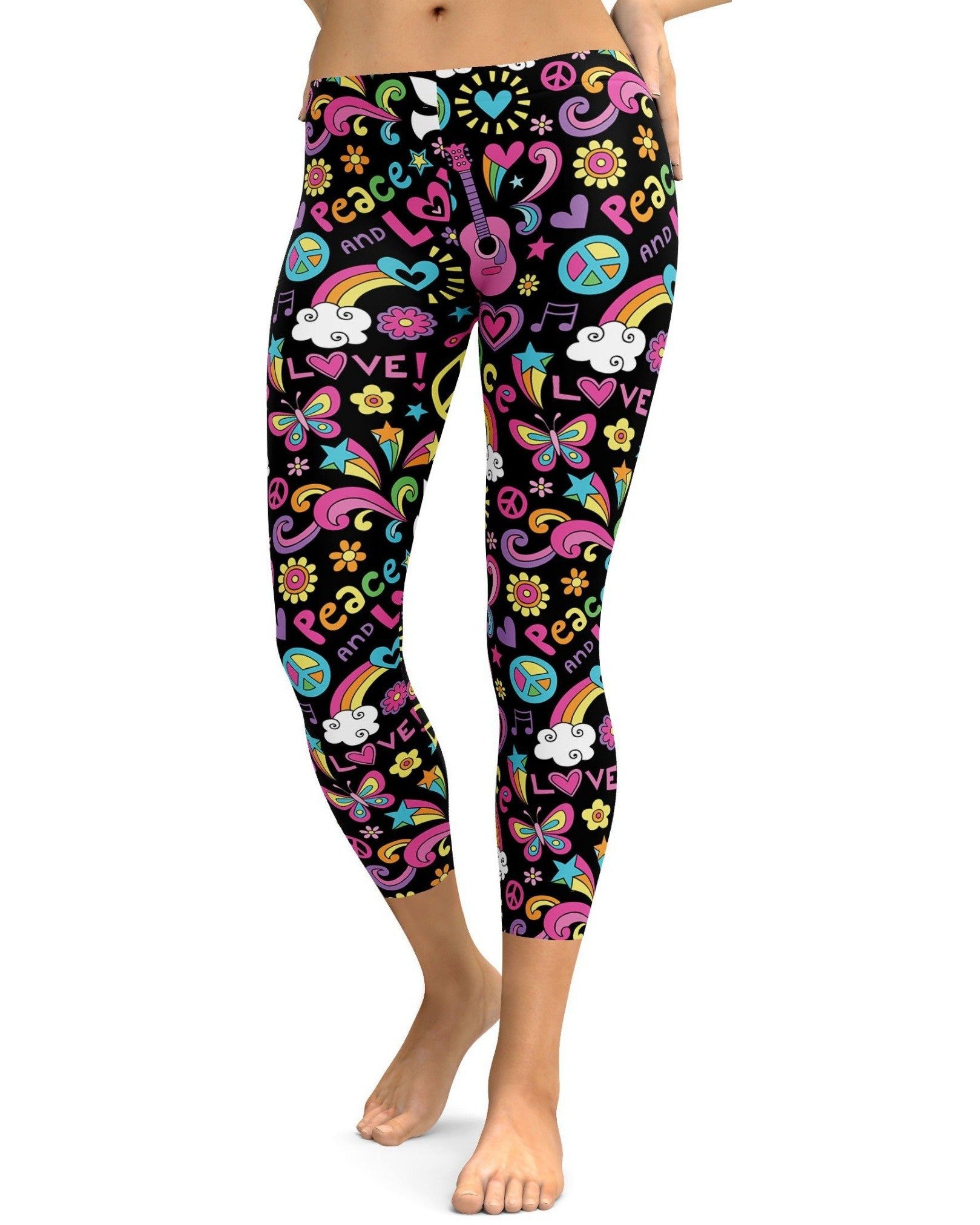 Peace and Love Capris - Gearbunch Leggings