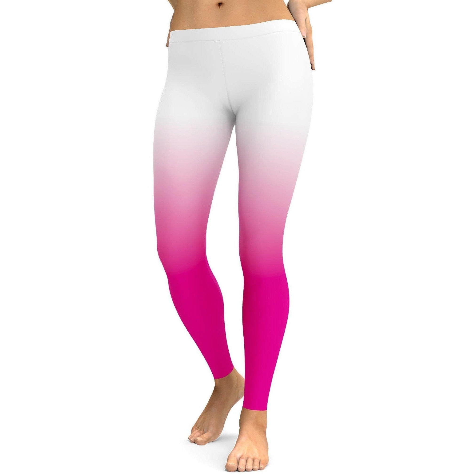 Ombre White to Pink Leggings - GearBunch Leggings