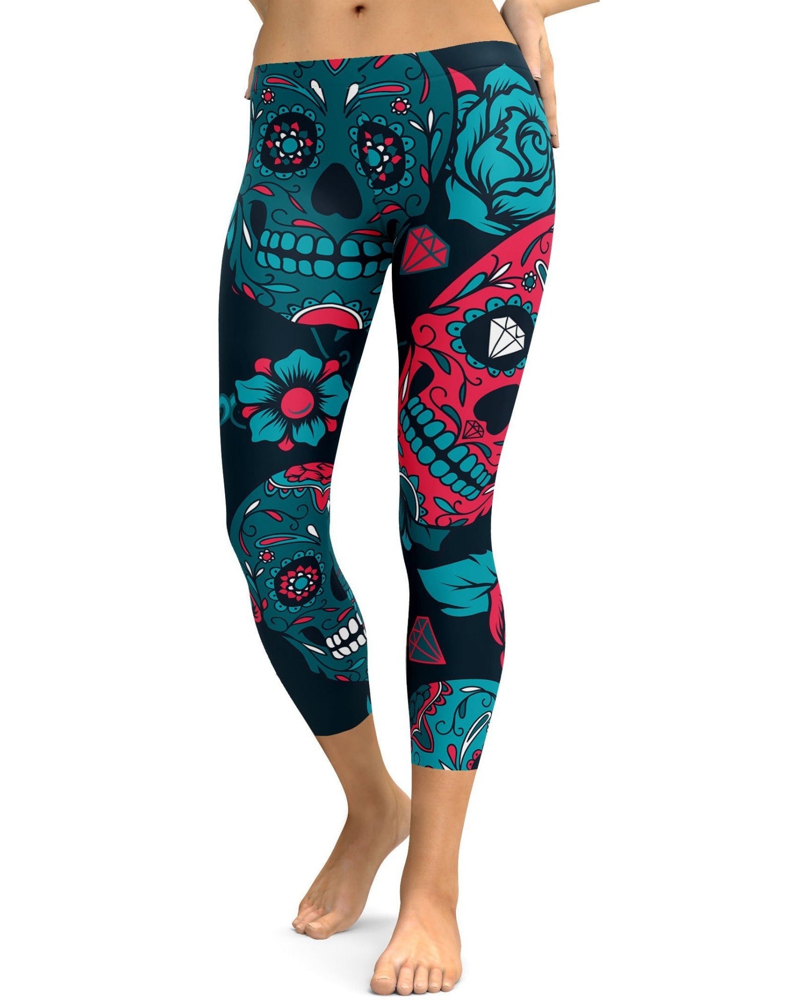 GearBunch - Blue Sugar Skull Capris