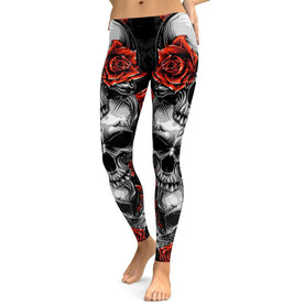 RosesSkulls YogaWorkout Leggings
