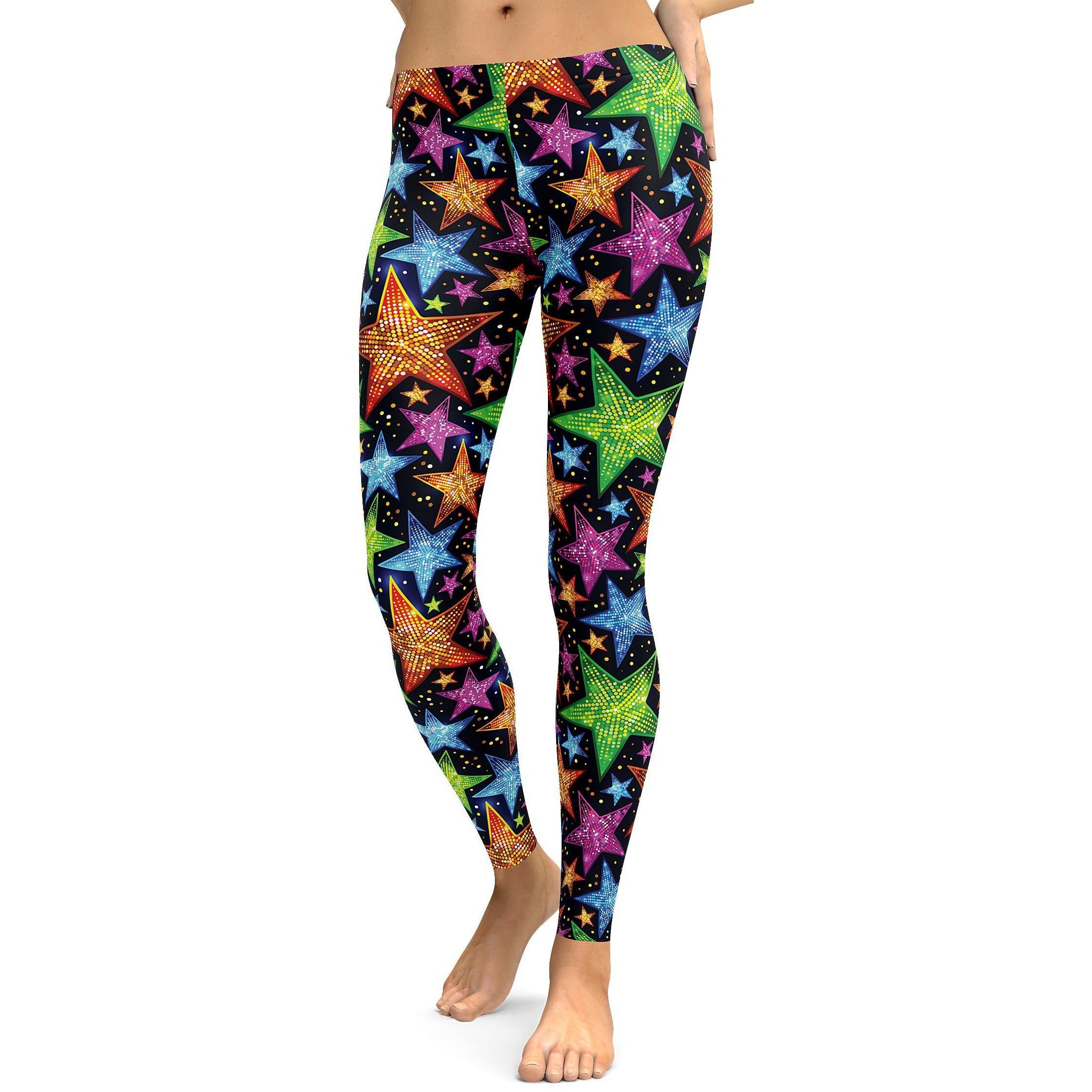 Faux Sequin Stars Leggings - GearBunch Leggings / Yoga Pants