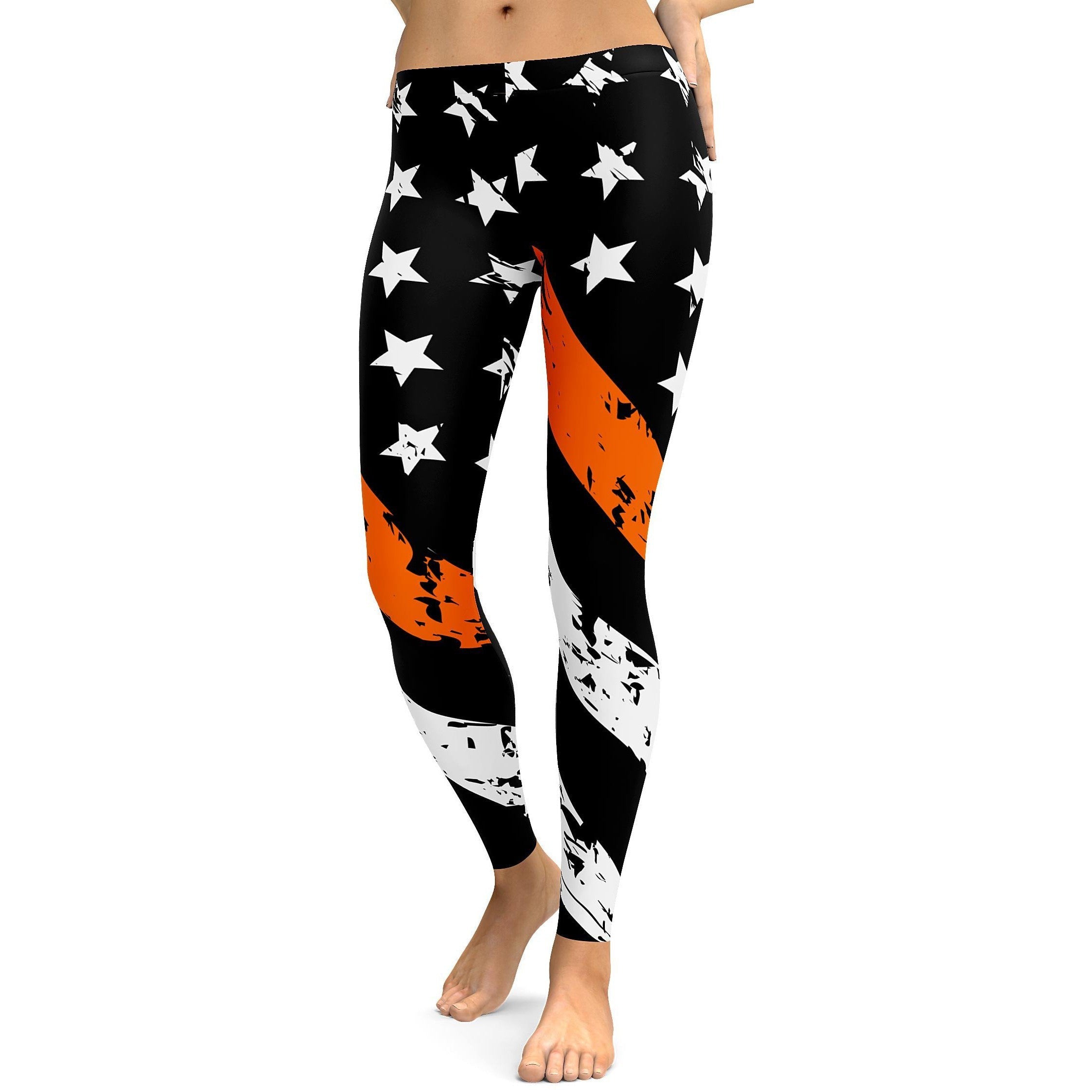 Thin Orange Line Leggings - GearBunch Leggings / Yoga Pants