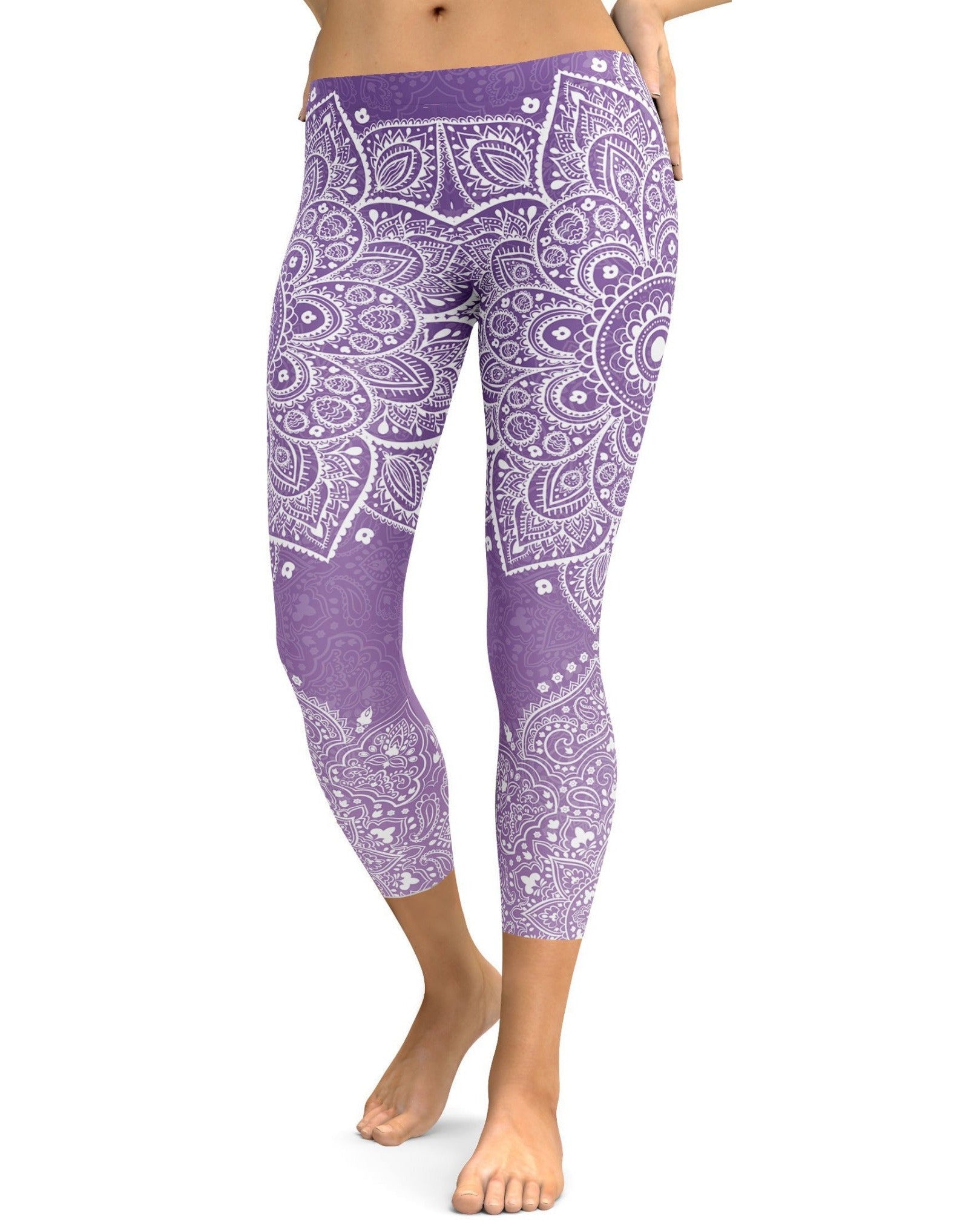 Lavender Mandala Capris - GearBunch Leggings