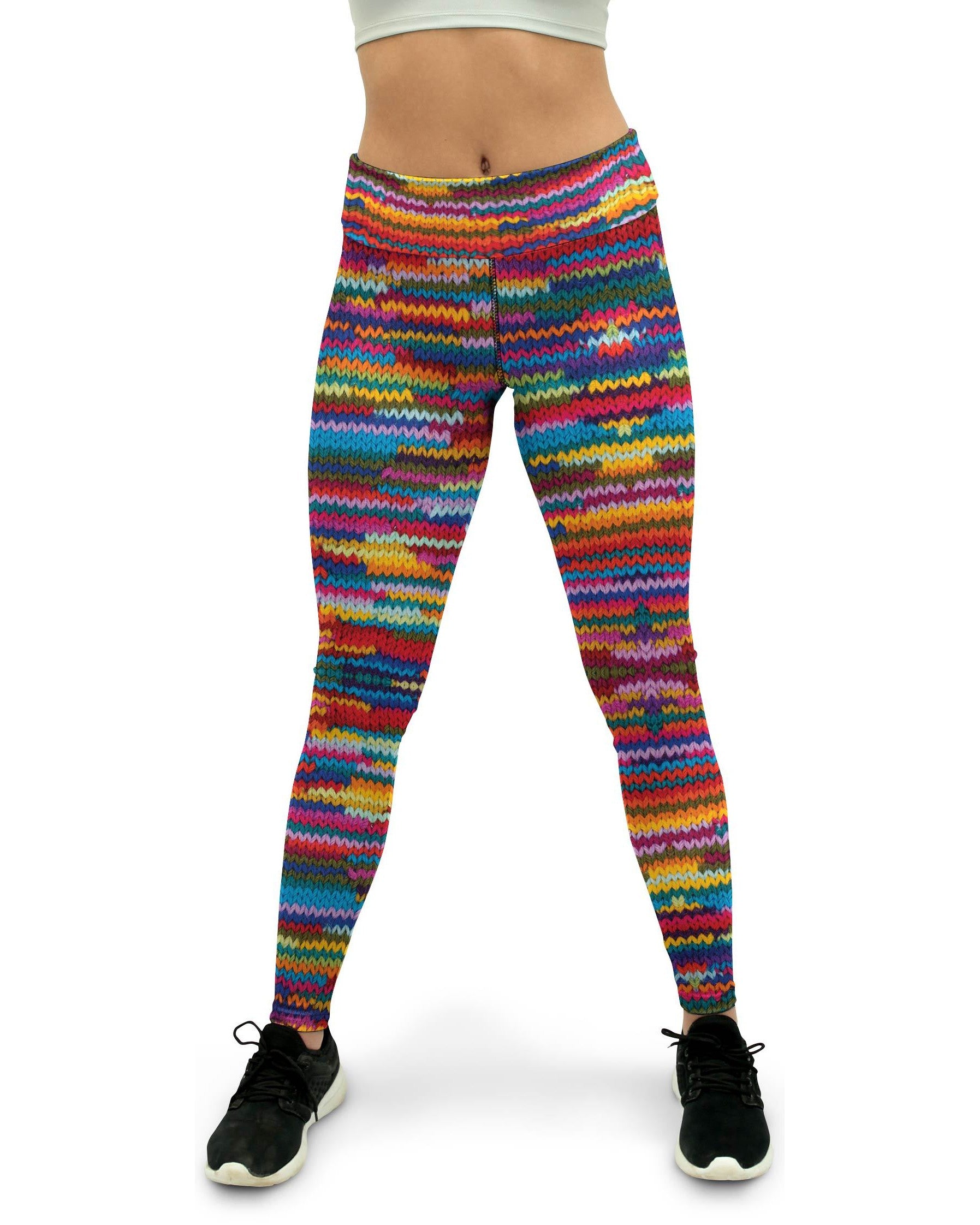 Colorful Knitted Pattern Yoga Pants - GearBunch Leggings / Yoga Pants