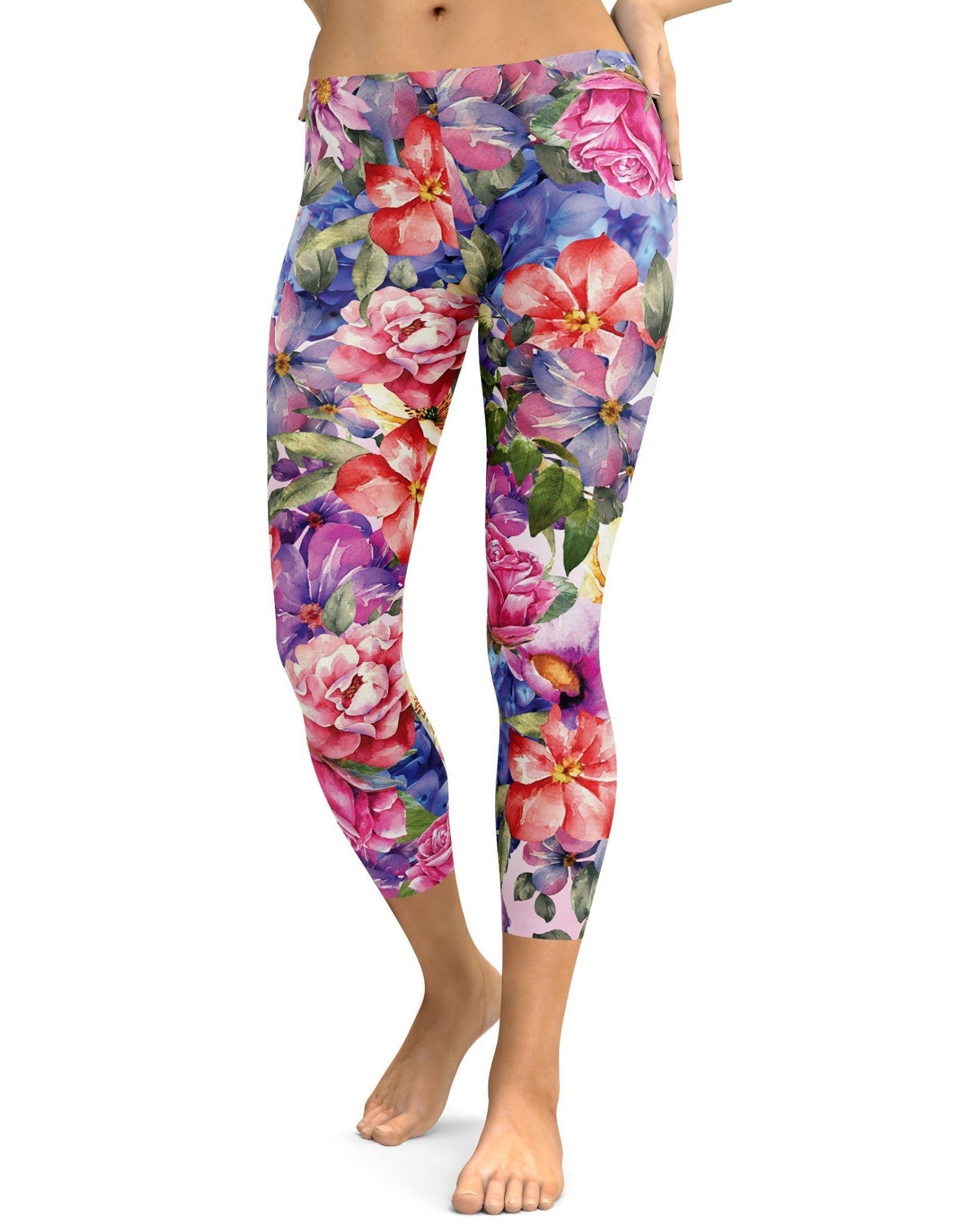 Colorful Floral Capris - GearBunch Leggings