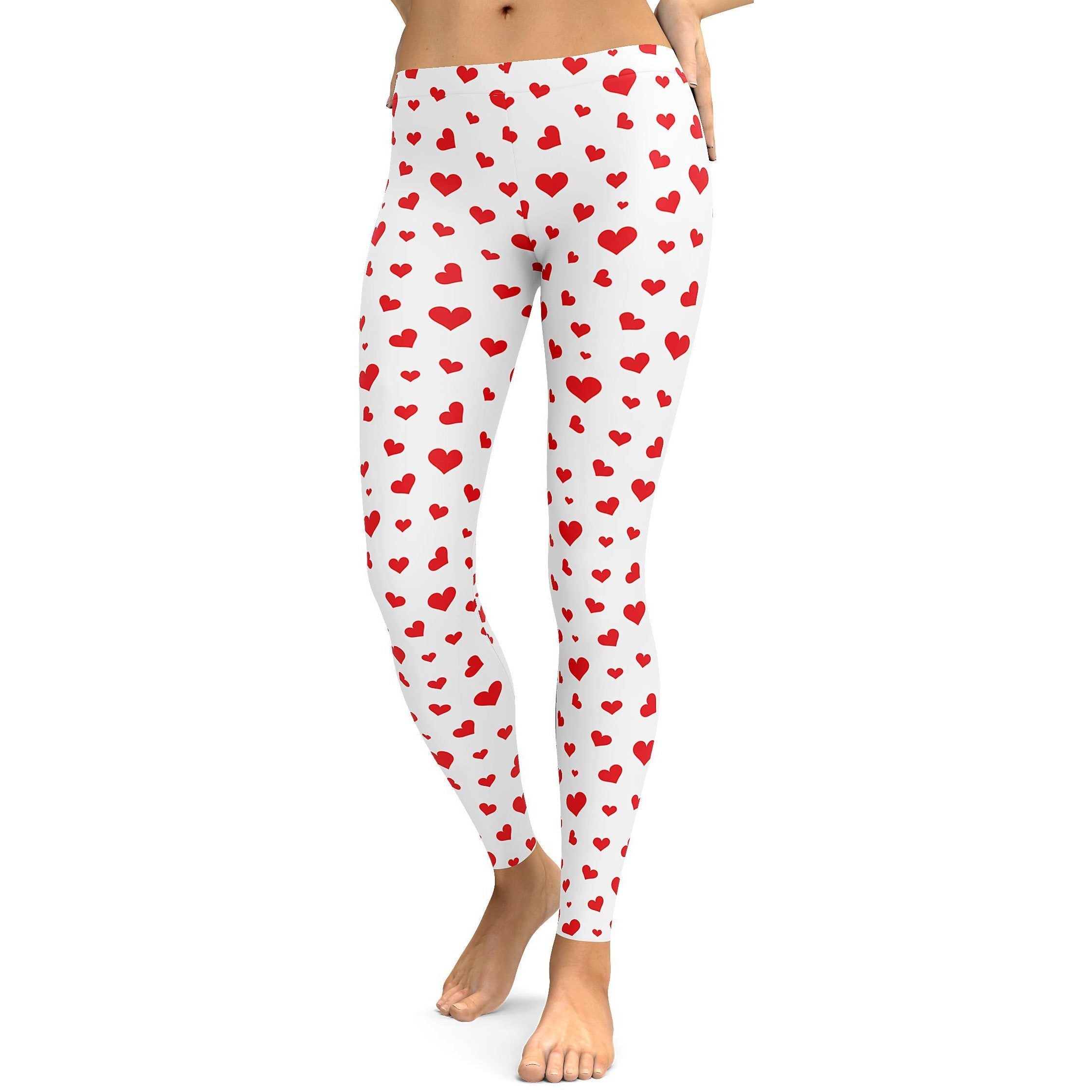 Red Hearts Leggings - GearBunch Leggings / Yoga Pants