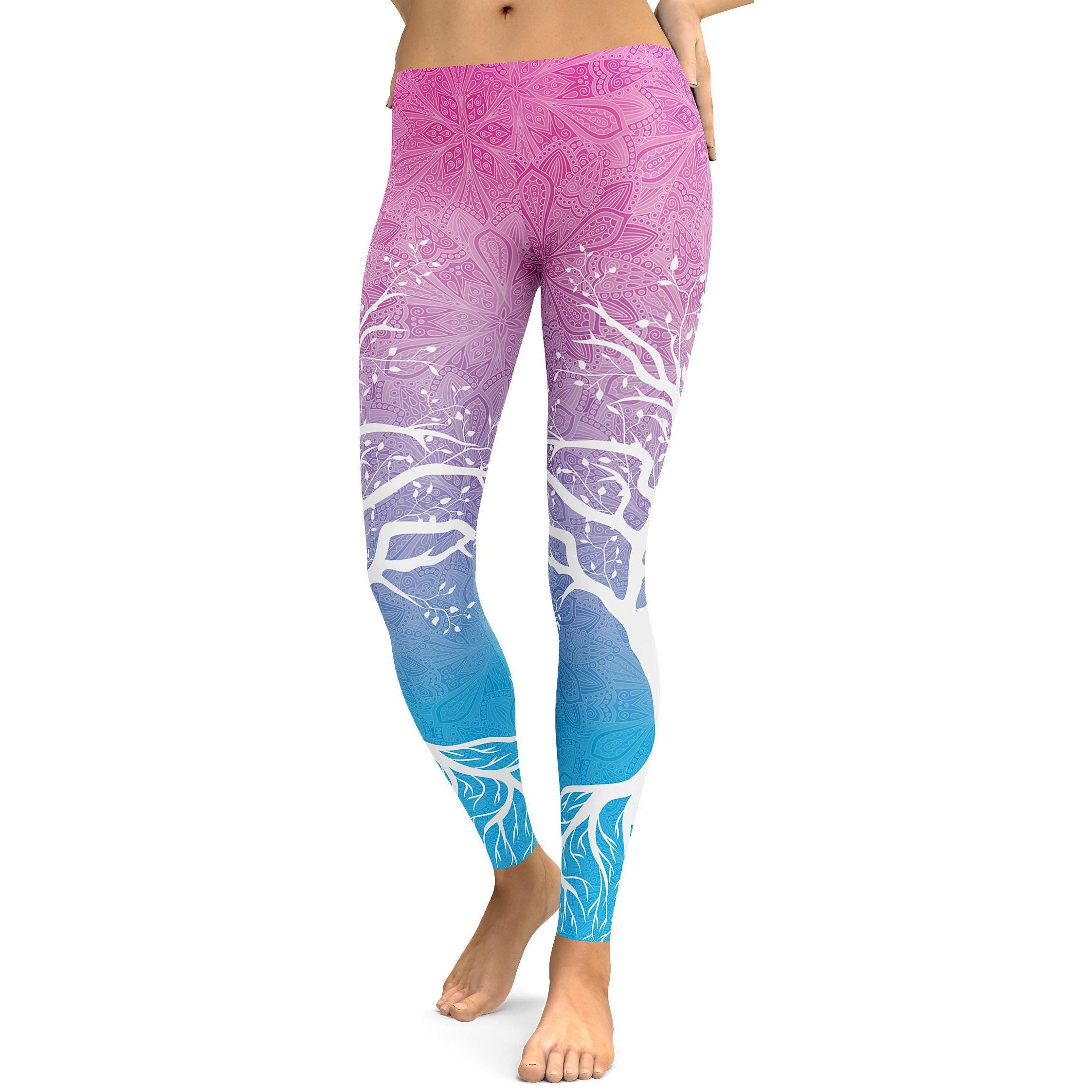 Pink to Blue Tree of Life Leggings