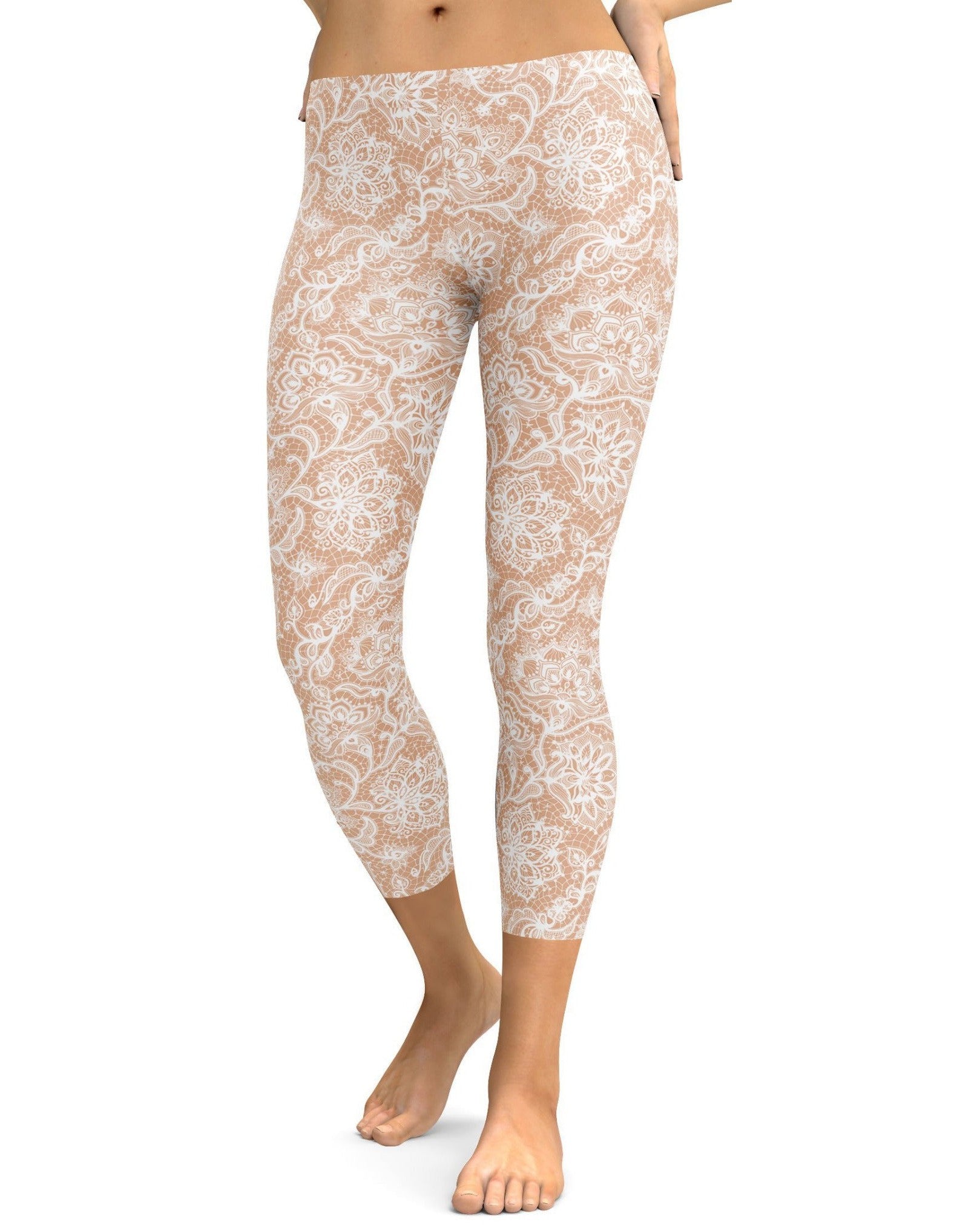 White Faux Lace Capris - Gearbunch Leggings