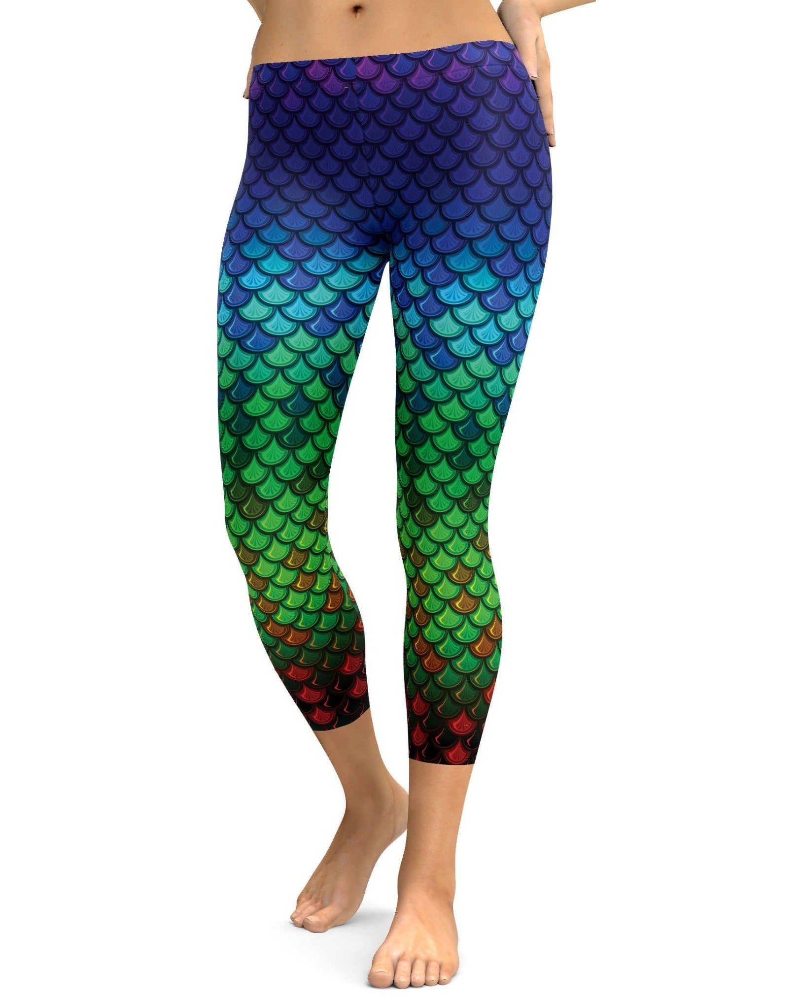 Rainbow Colored Mermaid Capris - Gearbunch Leggings