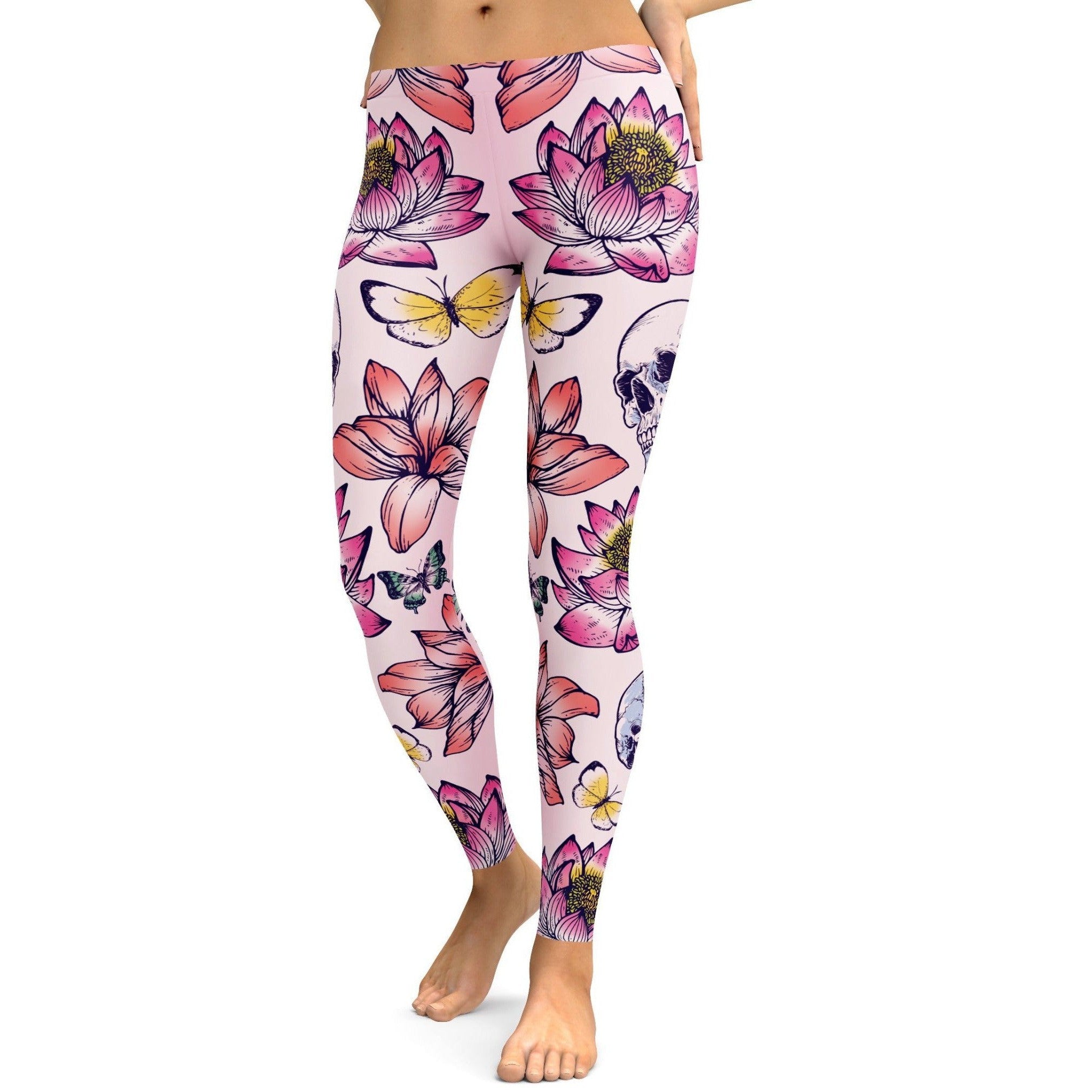 Skulls & Lotus Leggings - GearBunch Leggings