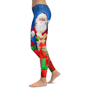 Santa & Presents Christmas Leggings - GearBunch Leggings / Yoga Pants