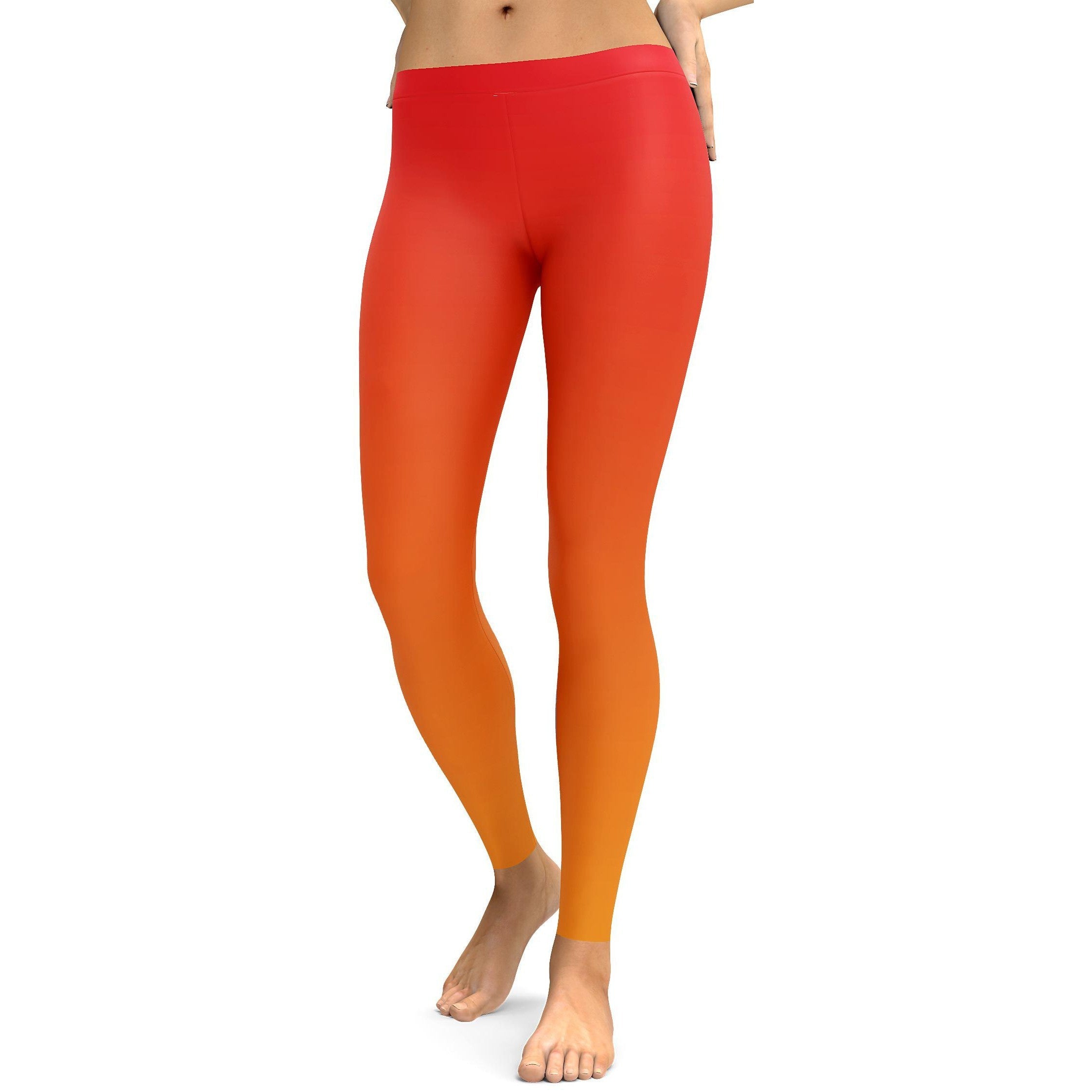 Ombre Hot Orange Leggings - GearBunch Leggings / Yoga Pants