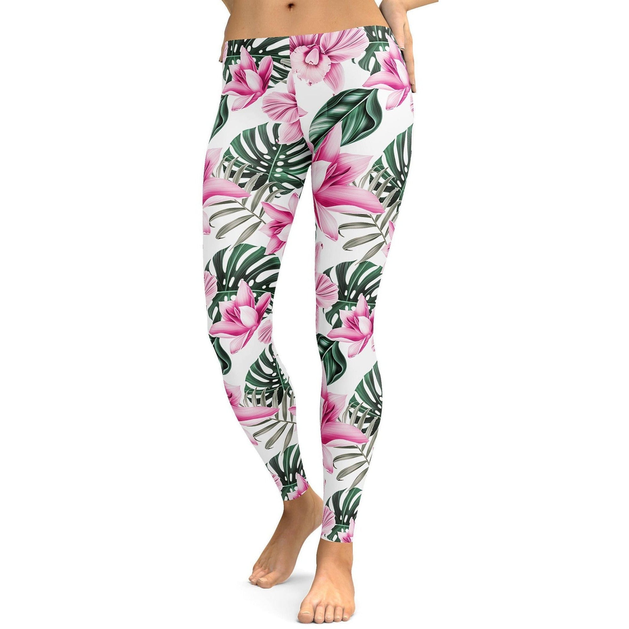 Extra Small White Pink Blue Beachside Blooms Leggings main image 0
